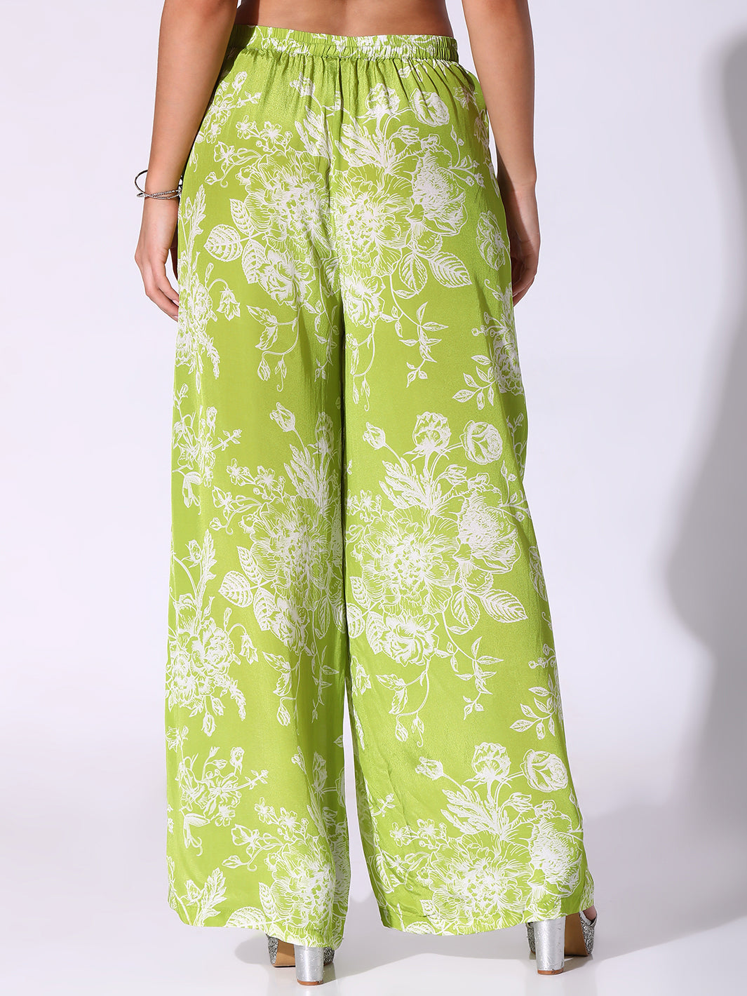 Lime Green Off Shoulder Tunic & Straight Pants