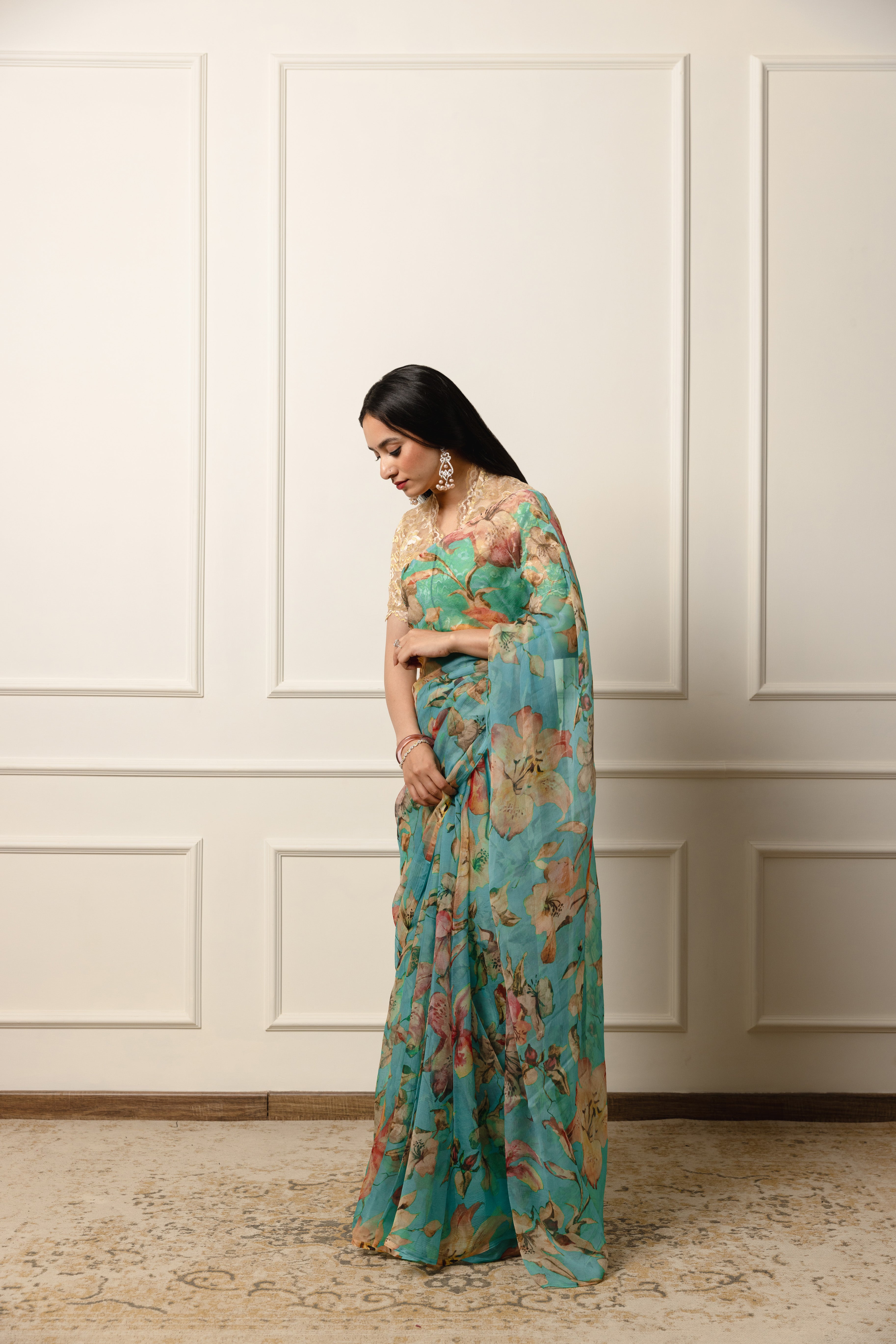 Usha Printed French Chiffon Saree