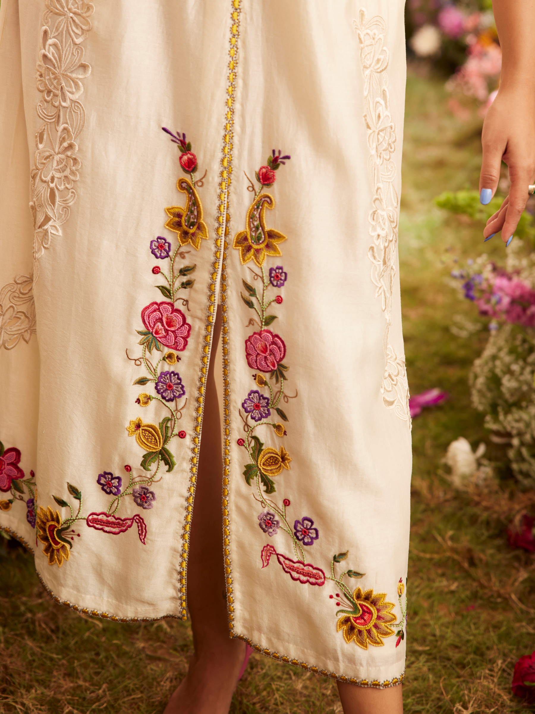 Ivory Embroidred Midi Dress