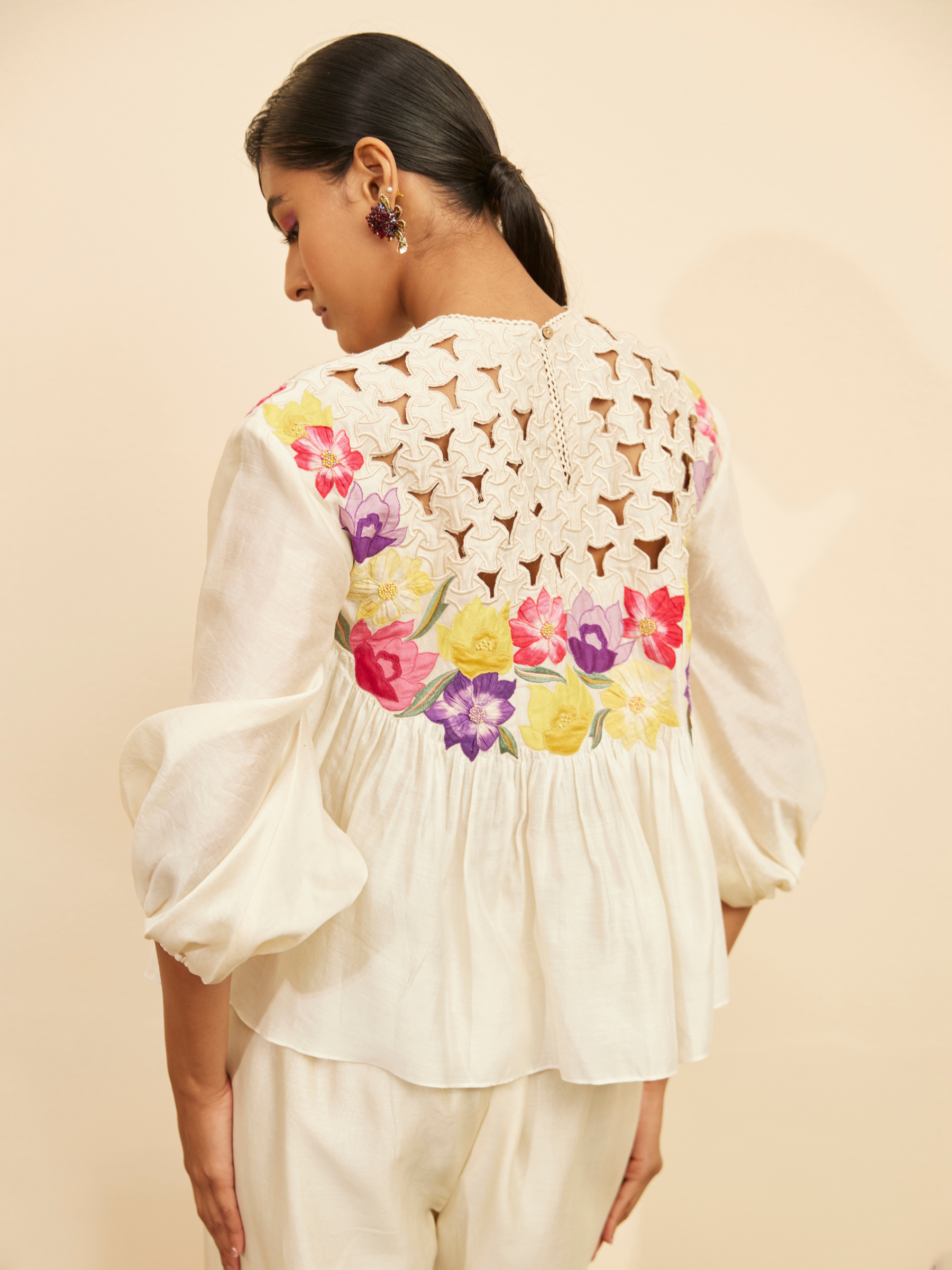 Ivory Cutwork And Applique Top