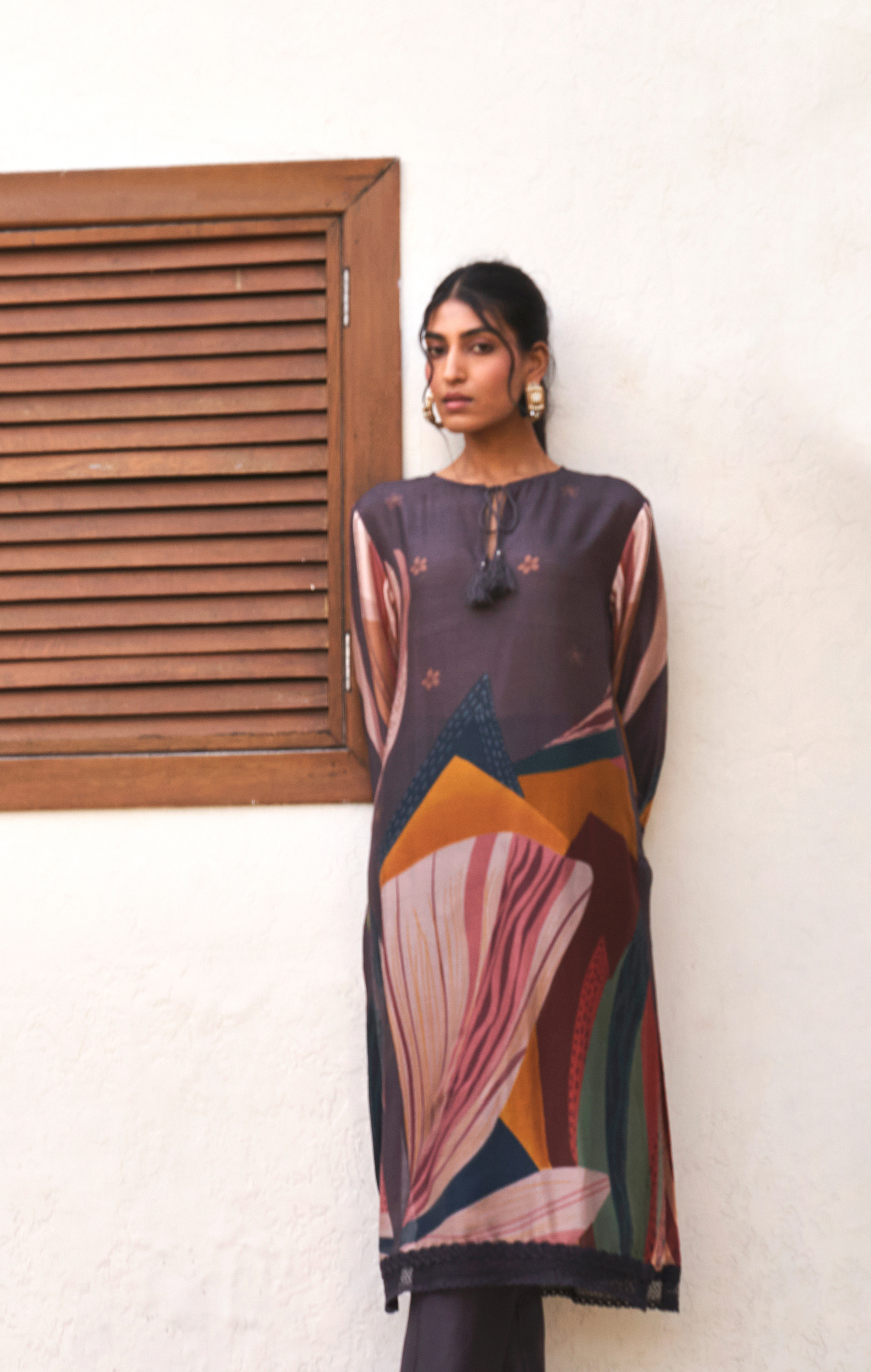 Old Rose Abstract Print Kurta Set With Trousers