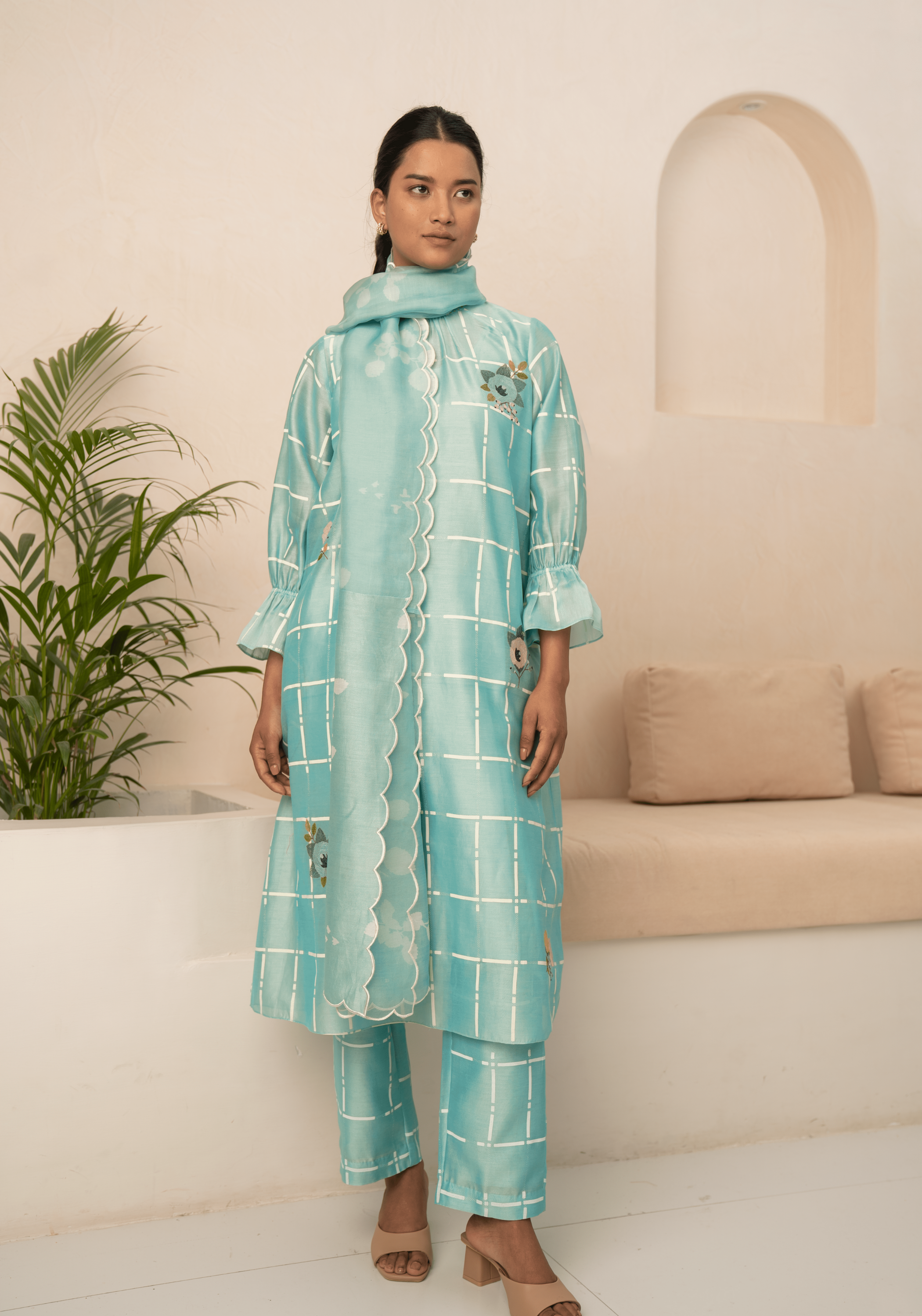 Off-white printed tunic with trousers | Print tunic, Tunic, Pure products