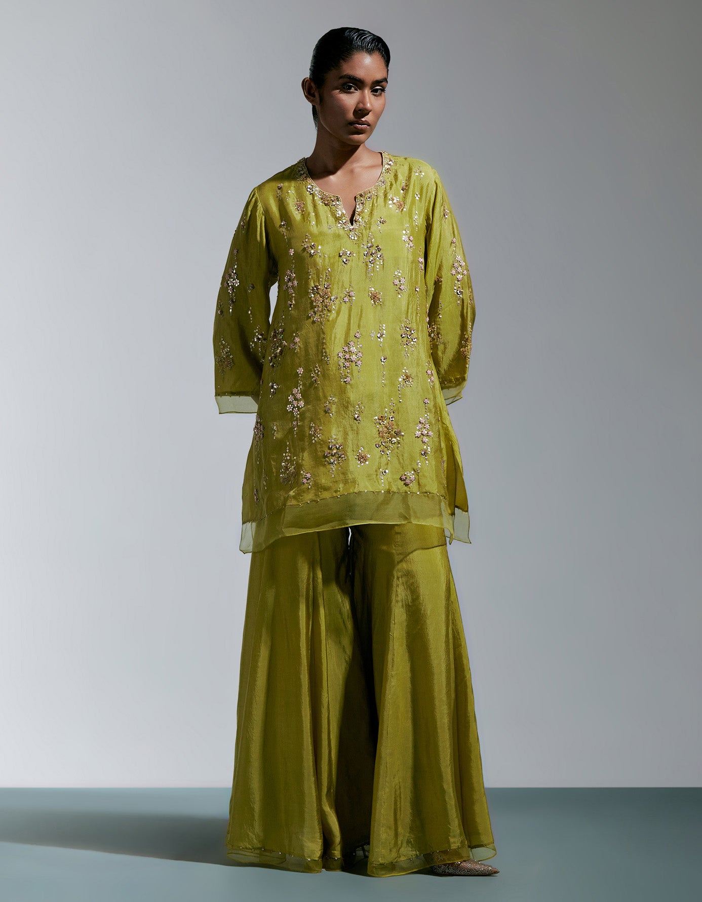 Henna Silk Sharara Set