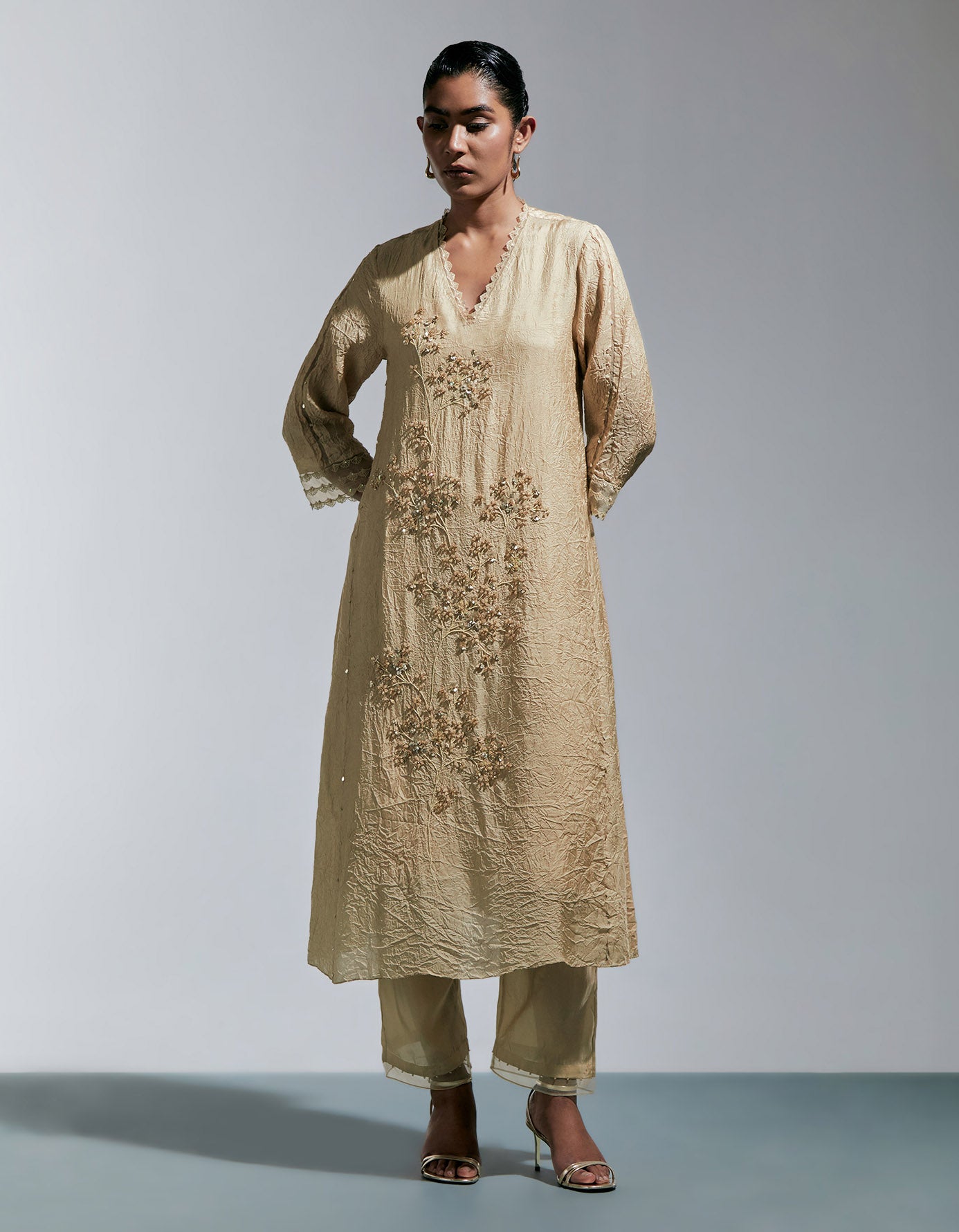 Shell Crushed Kurta Set