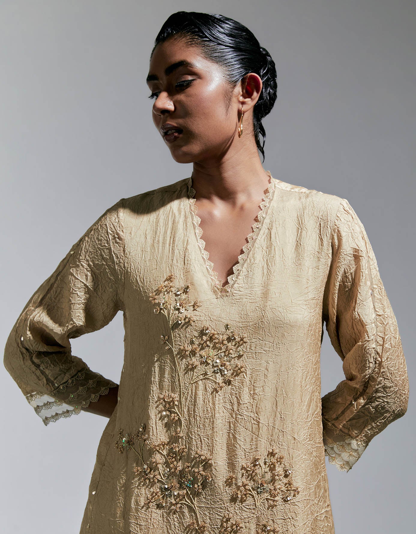 Shell Crushed Kurta Set