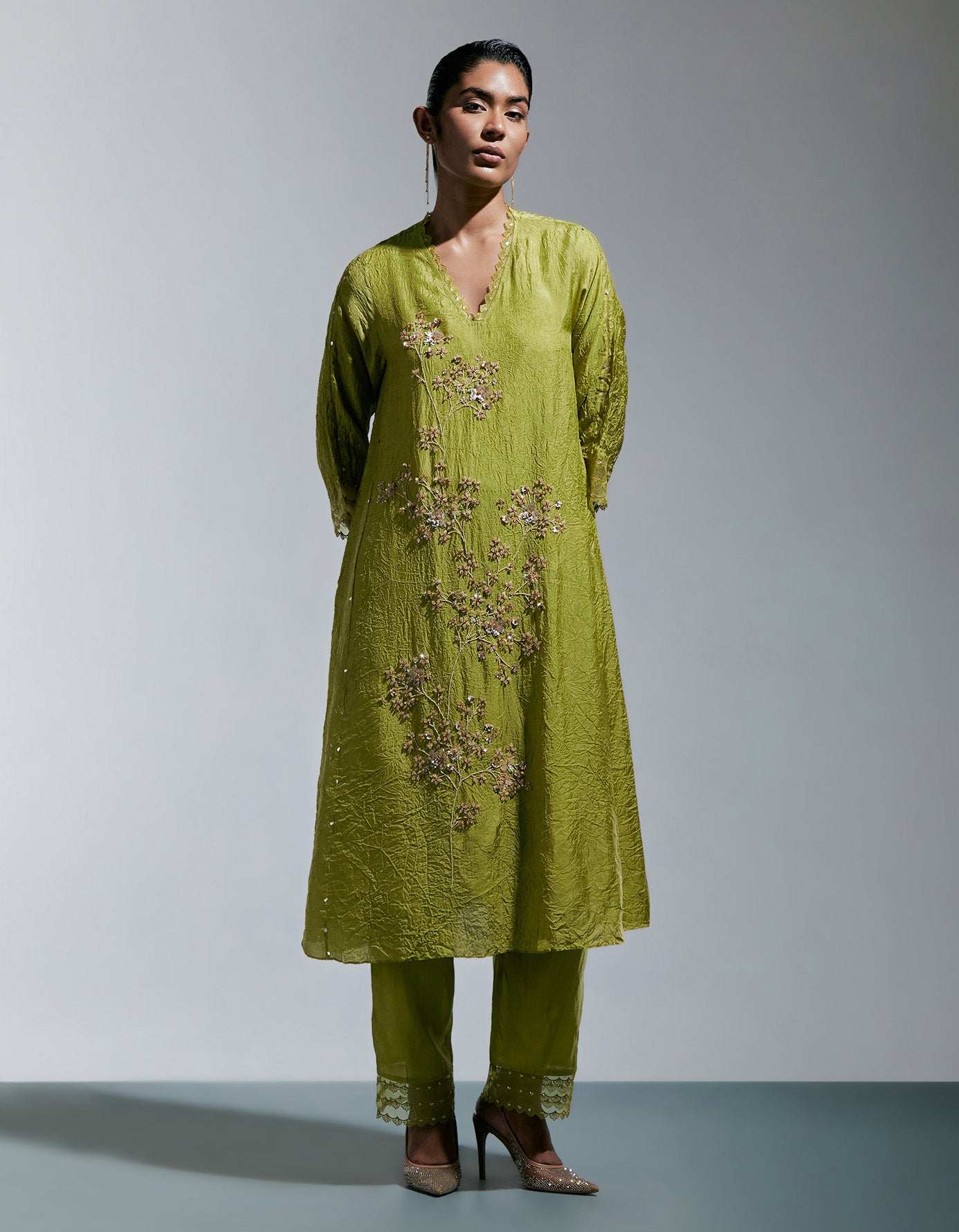 Henna Crushed Kurta Set