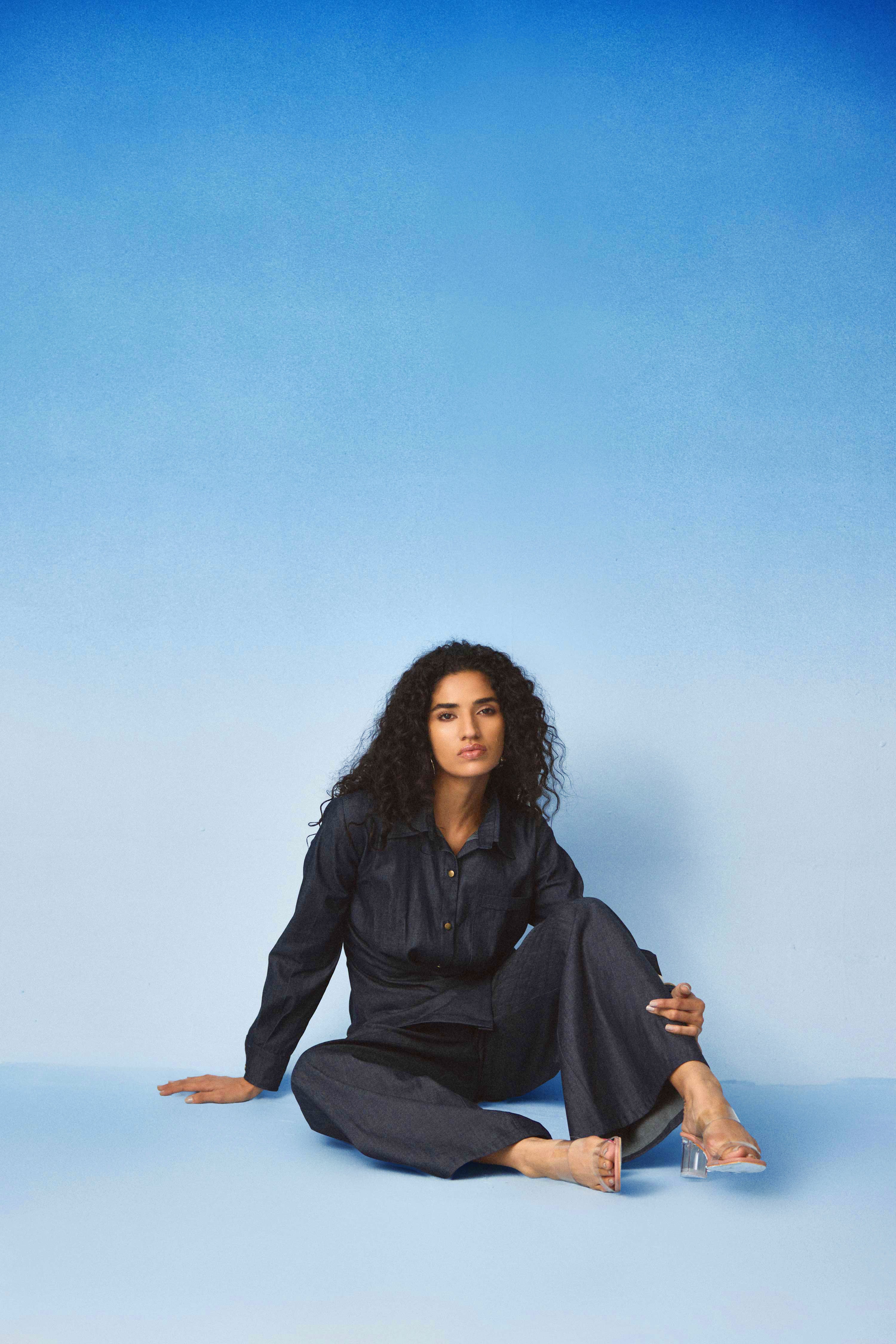 Echo Draped  Denim  Set
