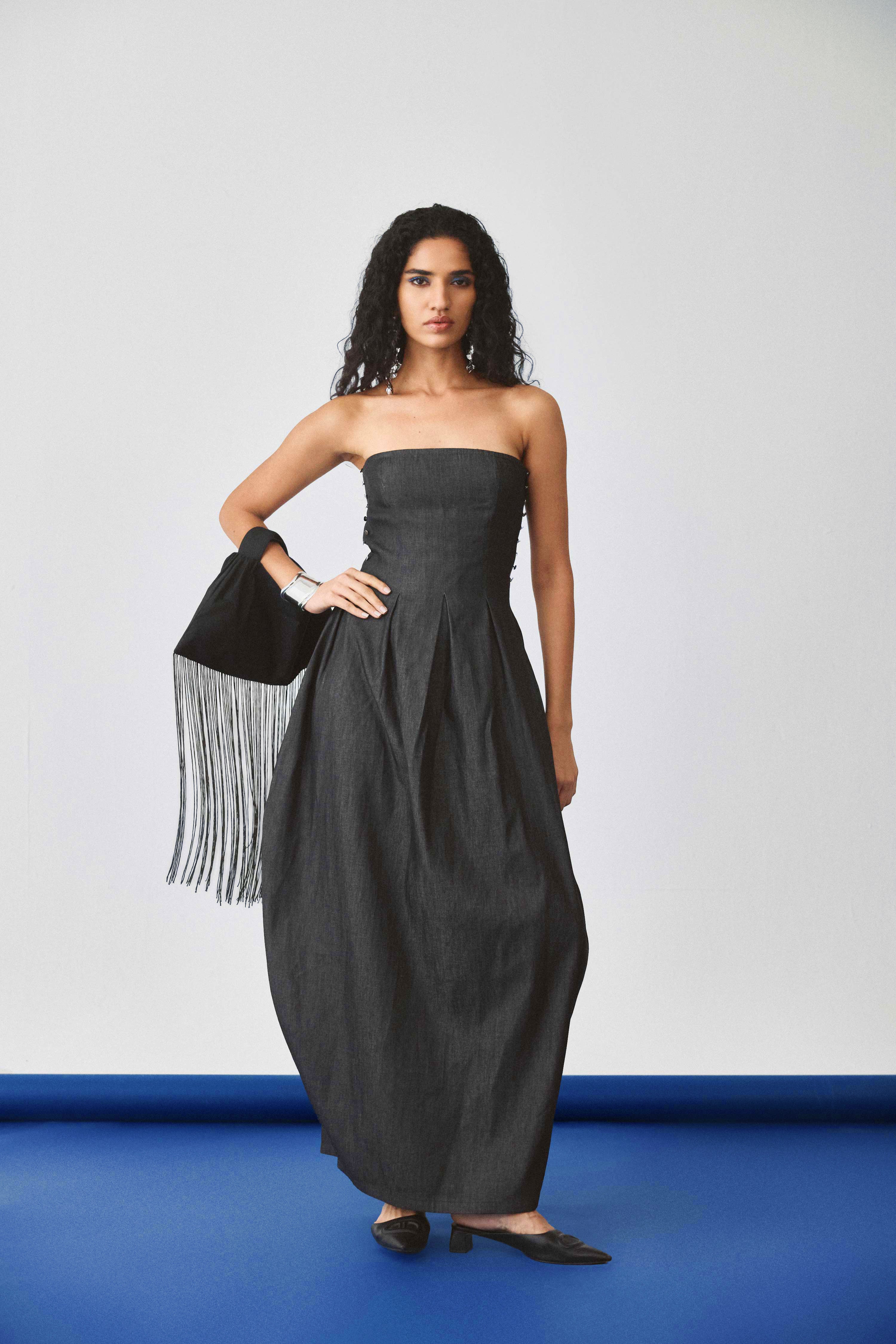 Echo Flared Ballon Denim  Dress