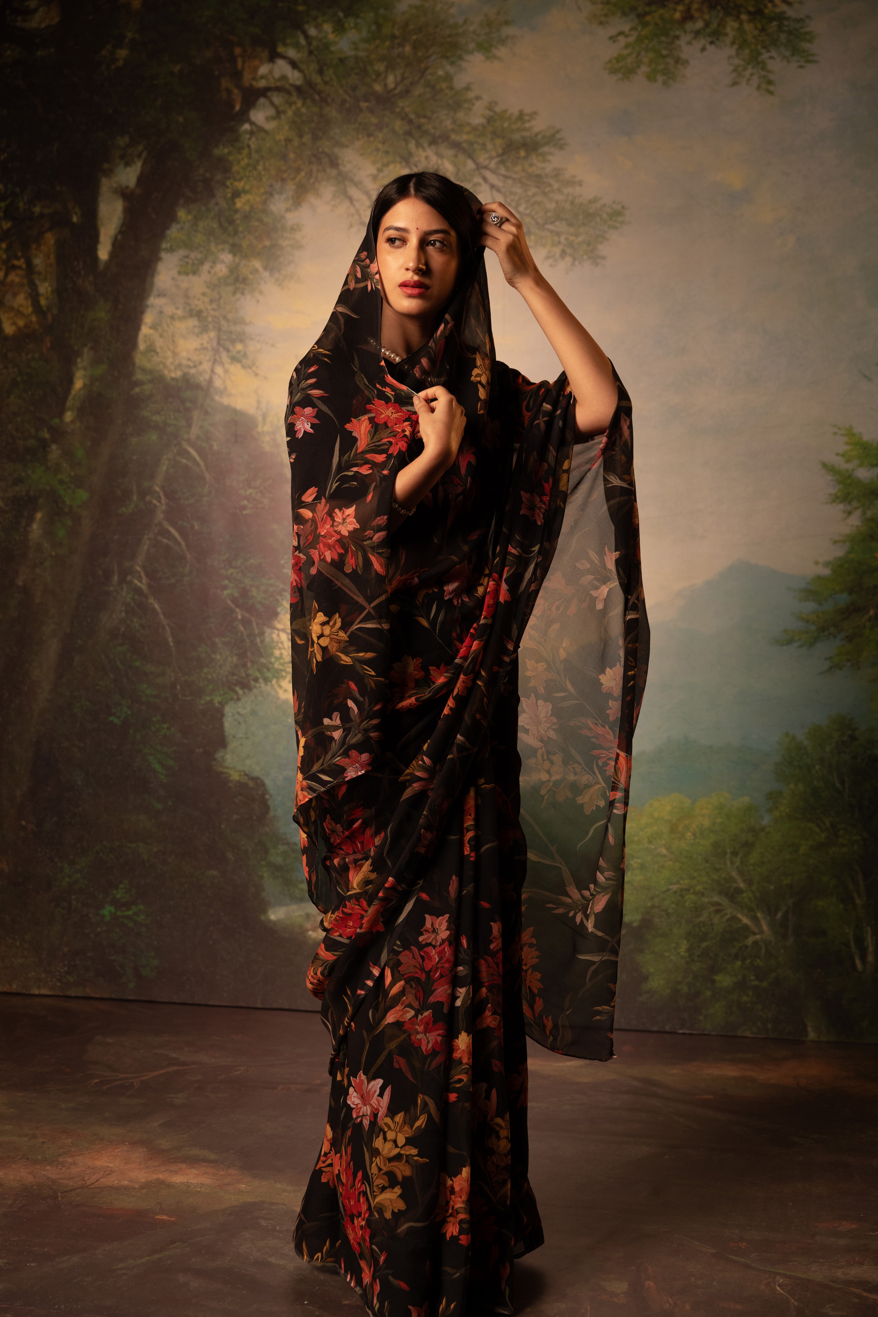 Camille Printed French Chiffon Saree