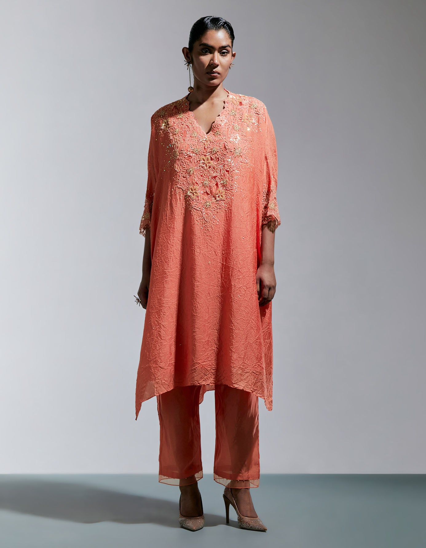 Vermillion Silk Kurta Set