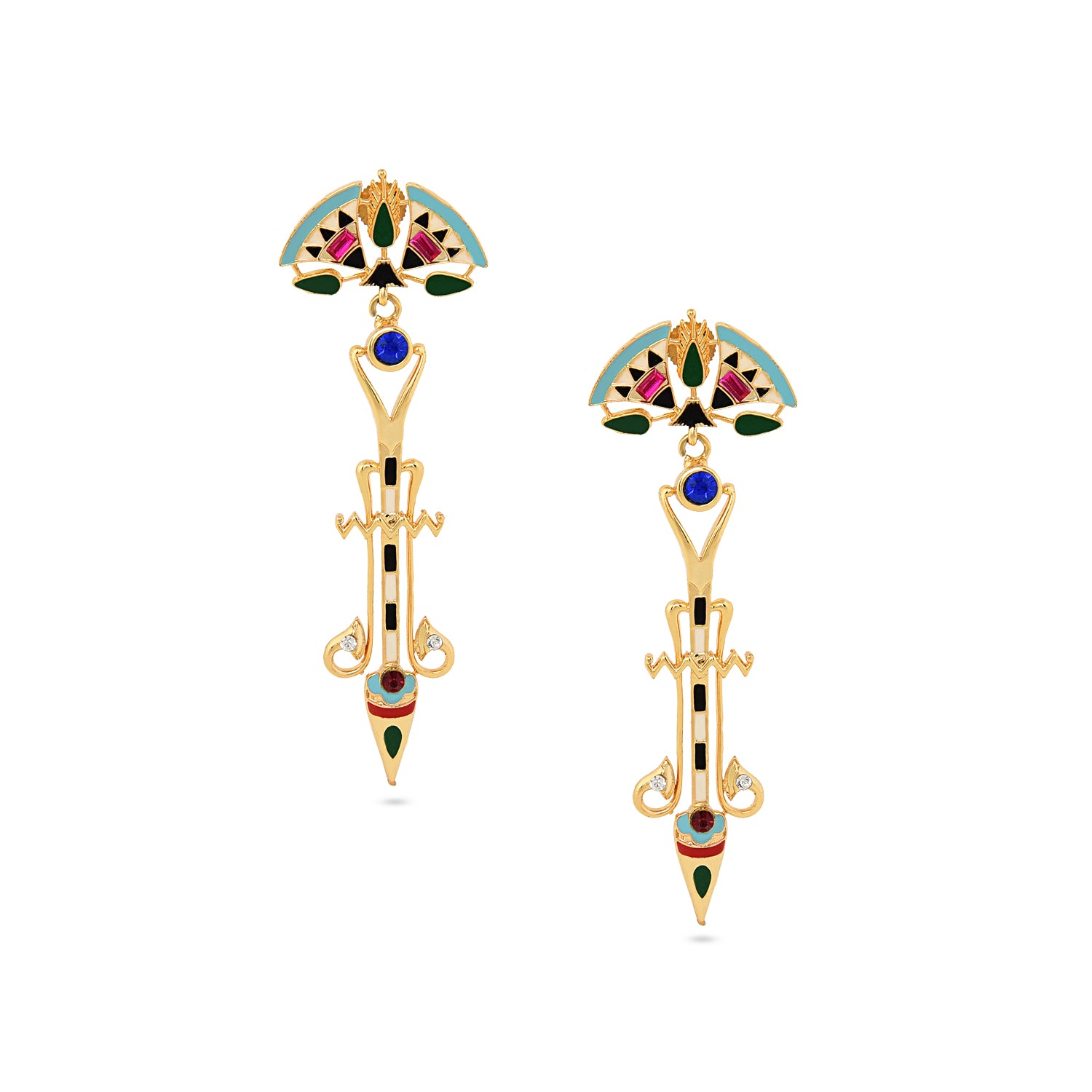 Valliyan Blue Leaf Studded Allure Earrings