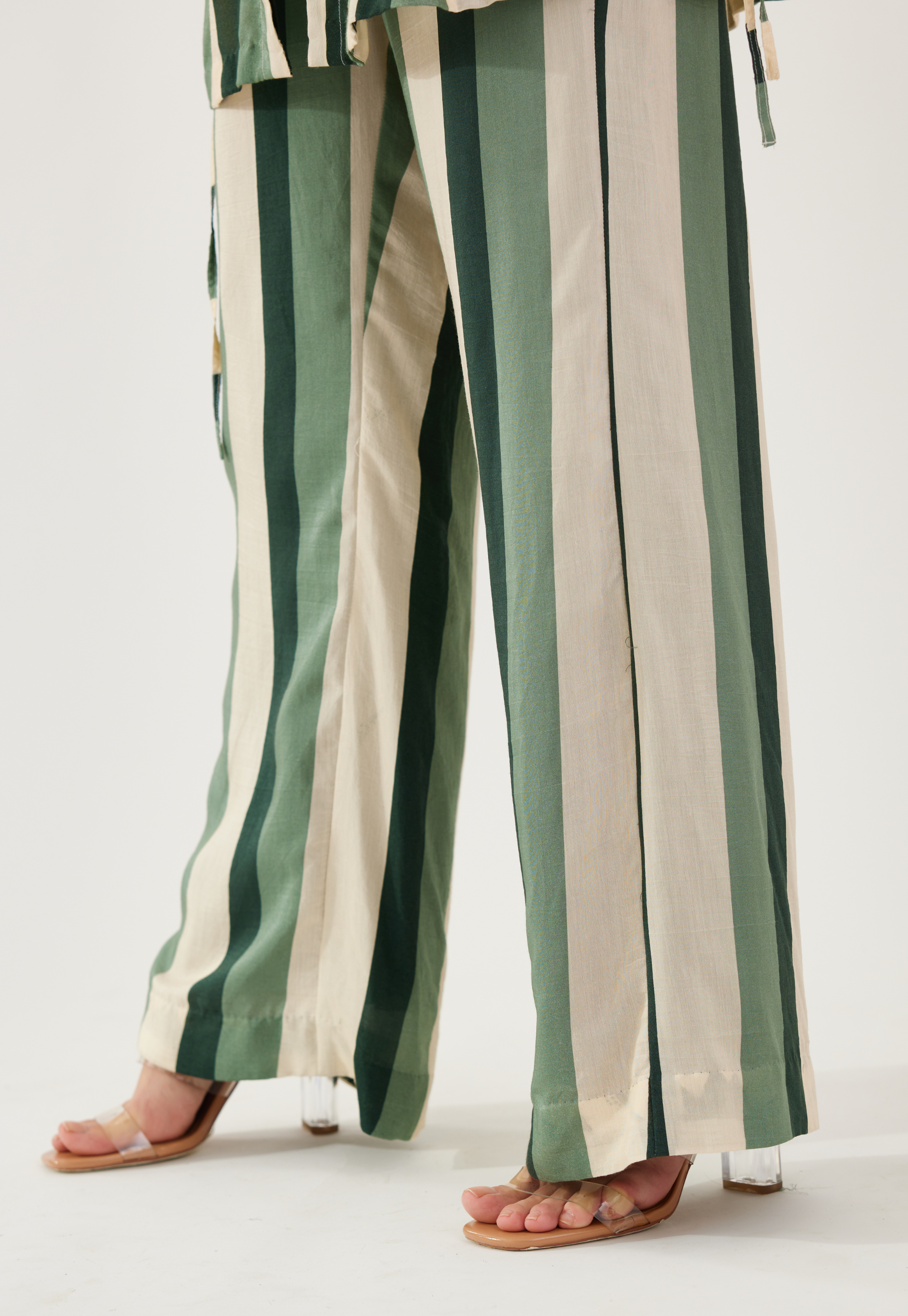Beige, Olive and green stripe pants