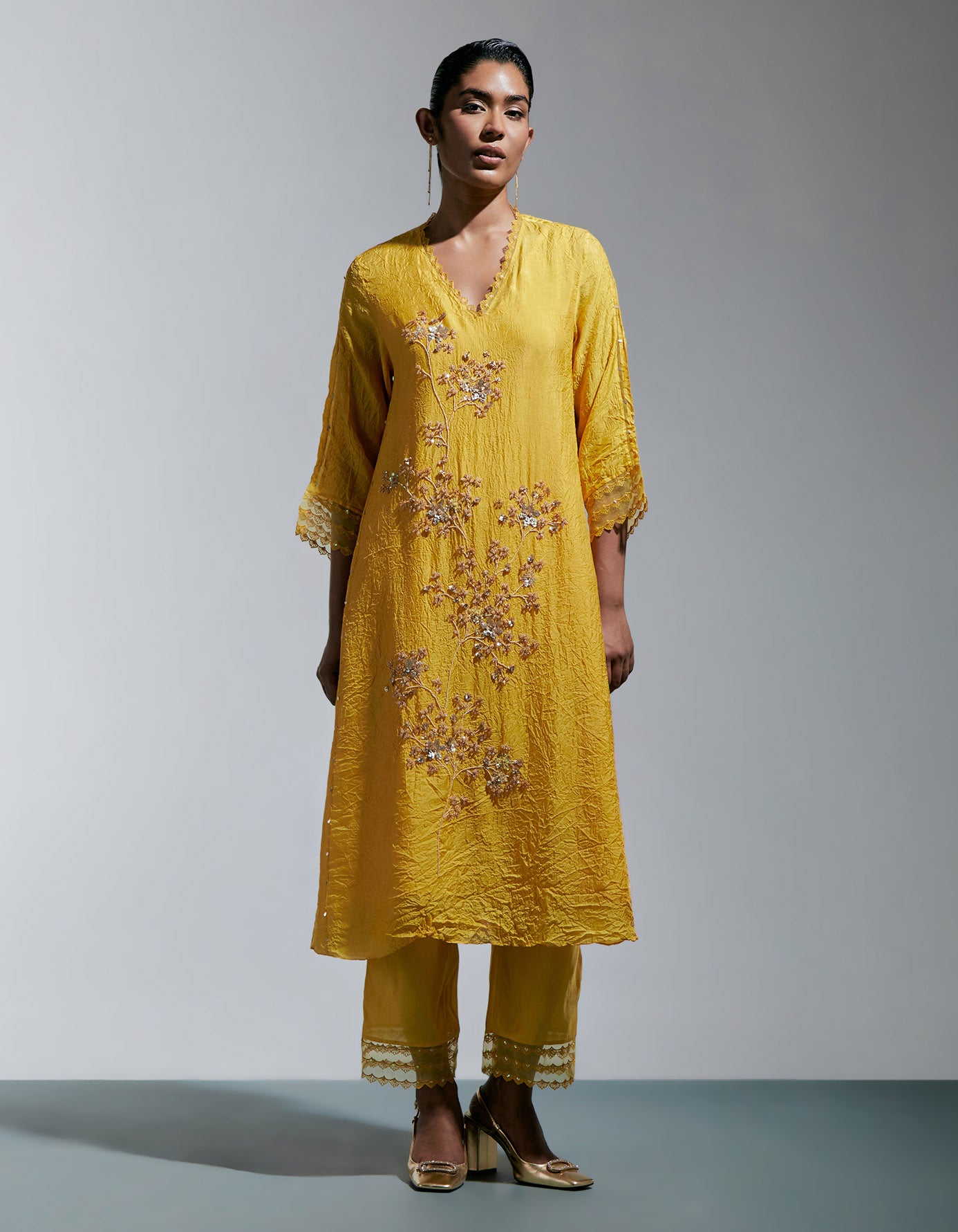 Amber Crushed Kurta Set