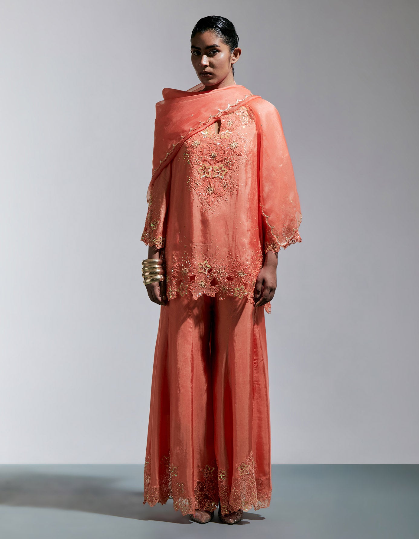 Vermillion Organza Dupatta