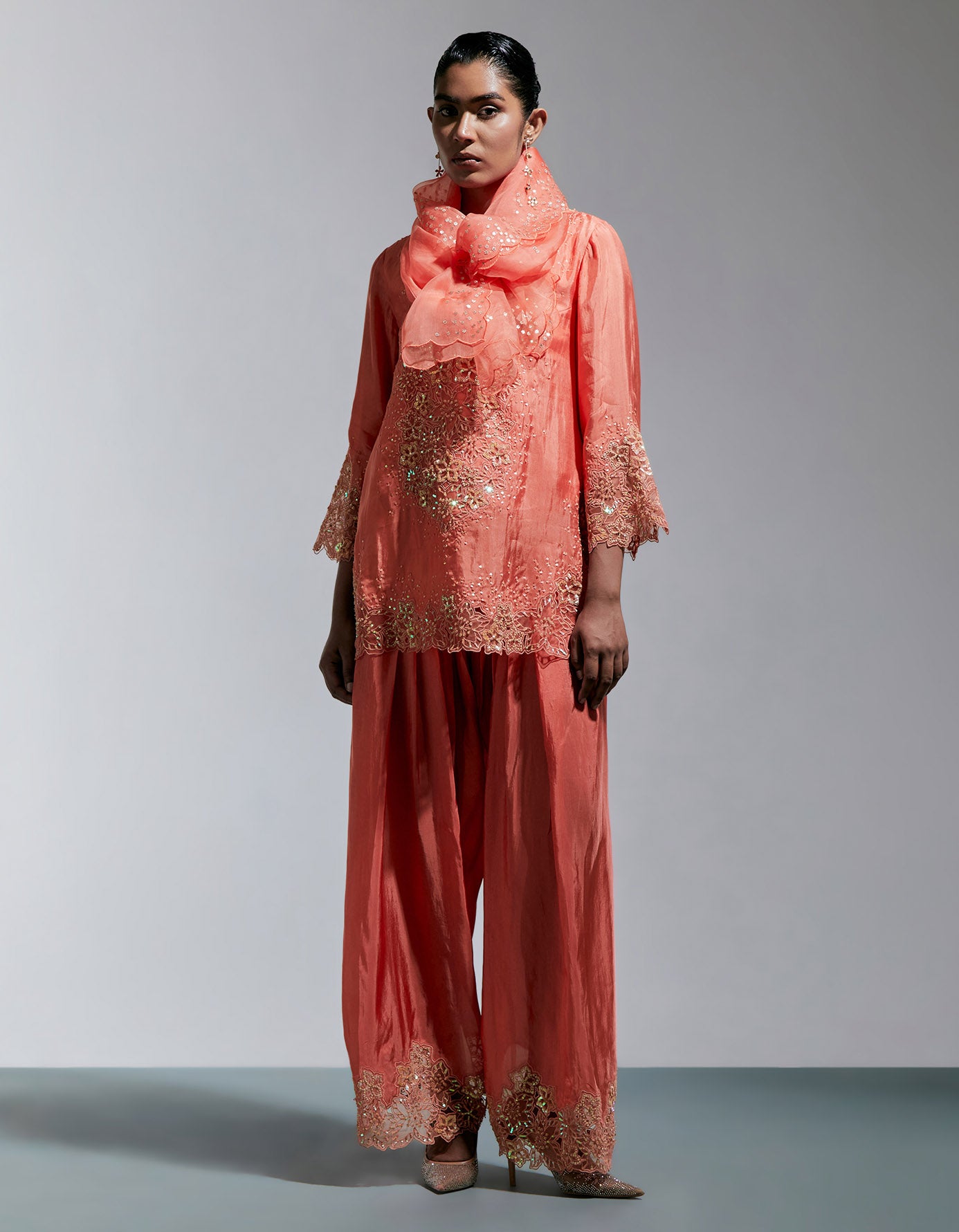 Vermillion Organza Dupatta
