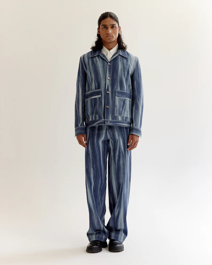 Creased Batik Denim Jacket