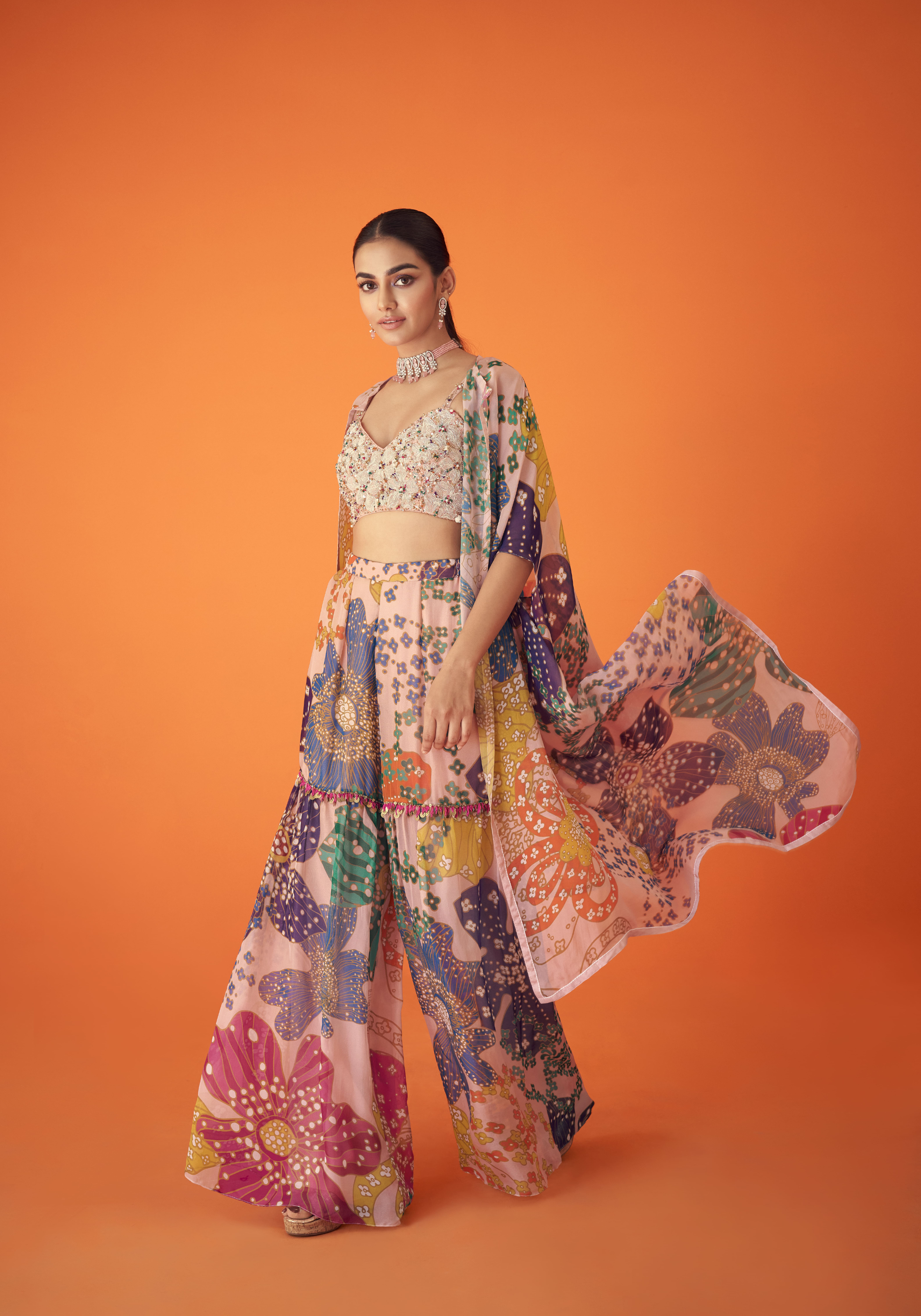 Sanya Gulati – Ice Blue Fringed Peplum with Sharara Pants – Nikaza Asian  Couture