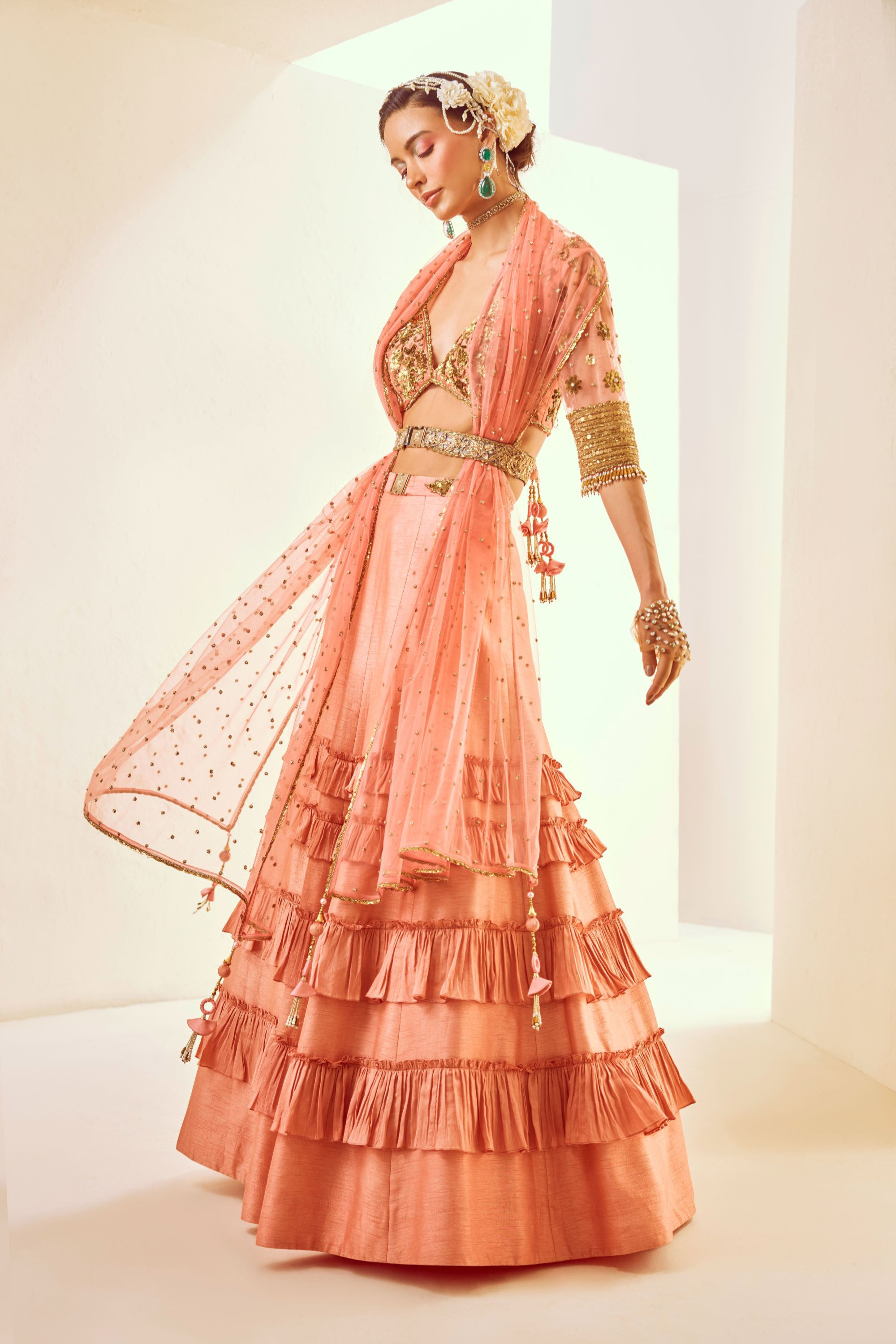 Silk Lehenga With Embroidered Blouse