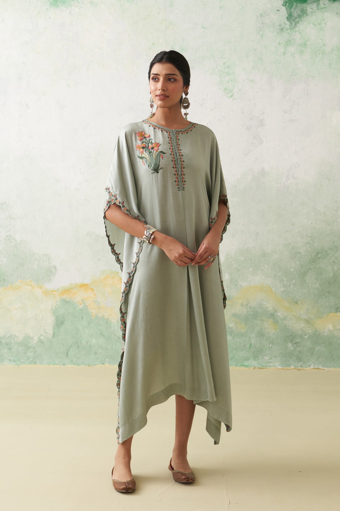 Satin Colorful Iris Petal Kaftan