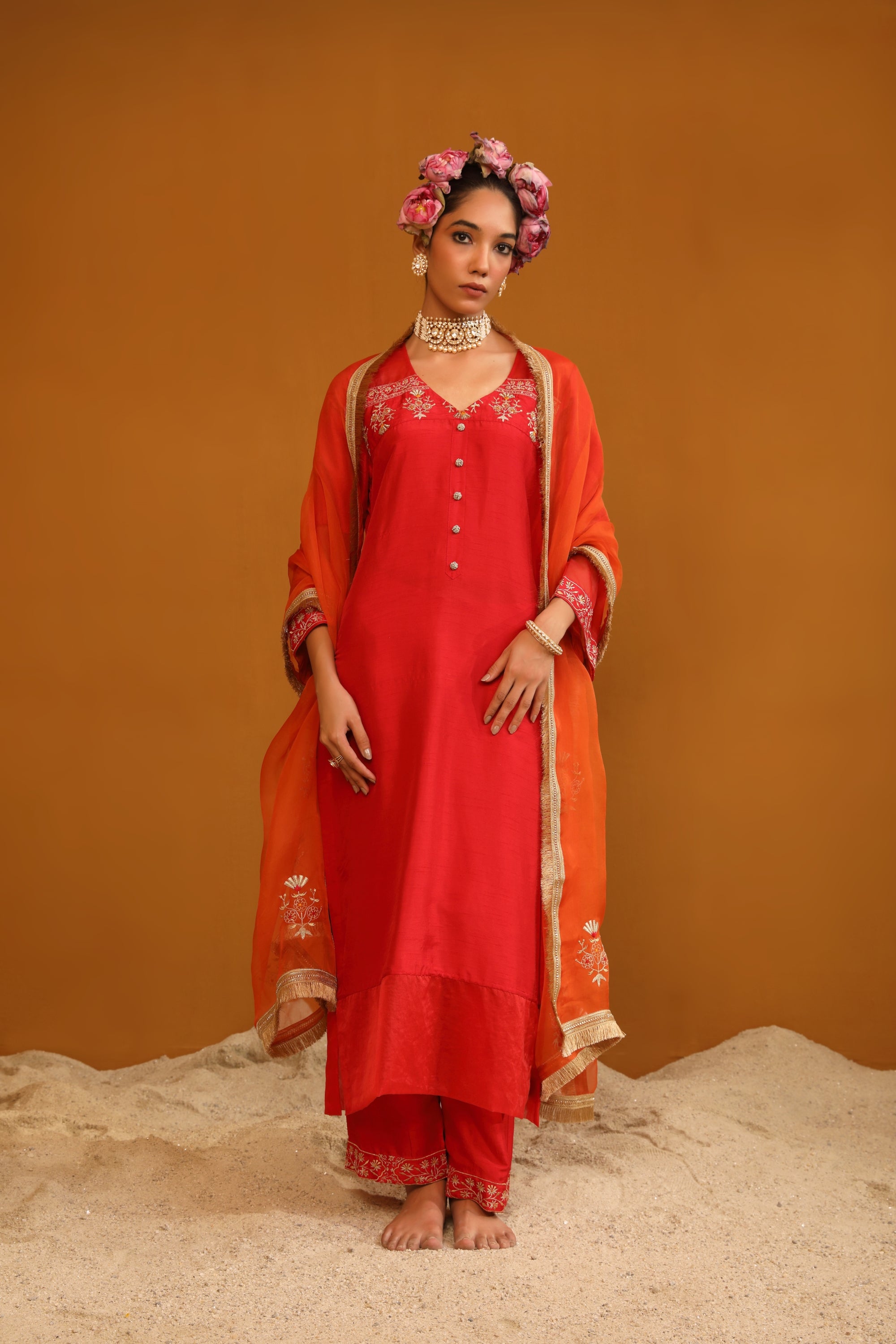 Zeenat Kurta Set - Deep Red