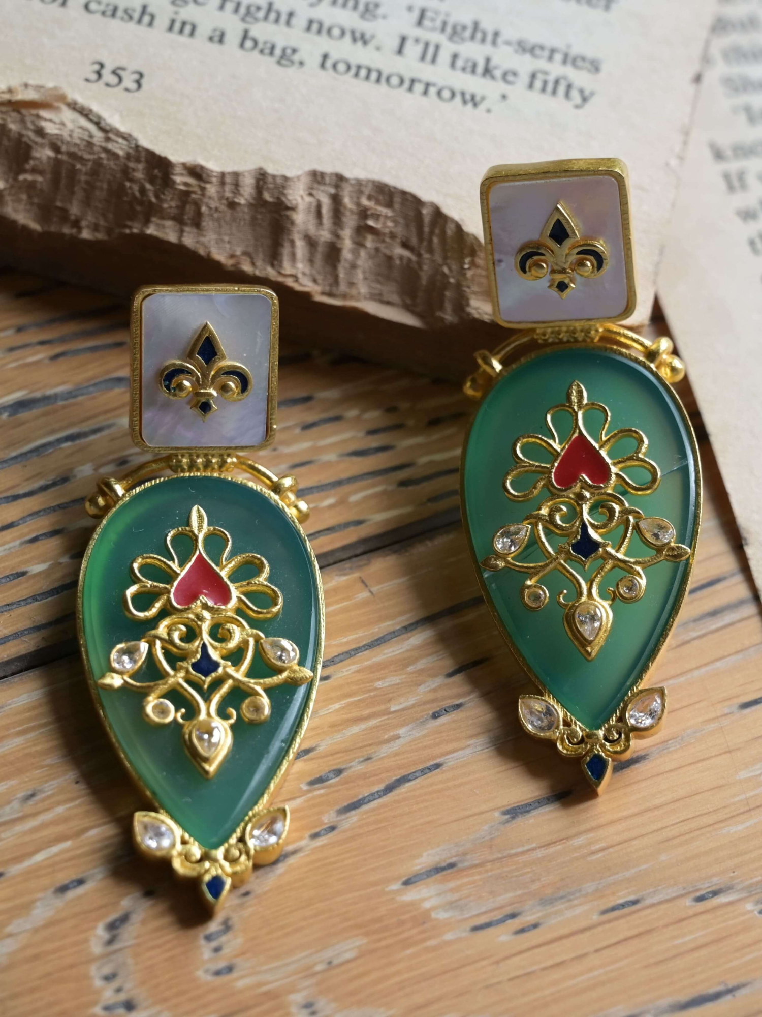 Gradnma's Treasure Green Onyx Statement Earrings