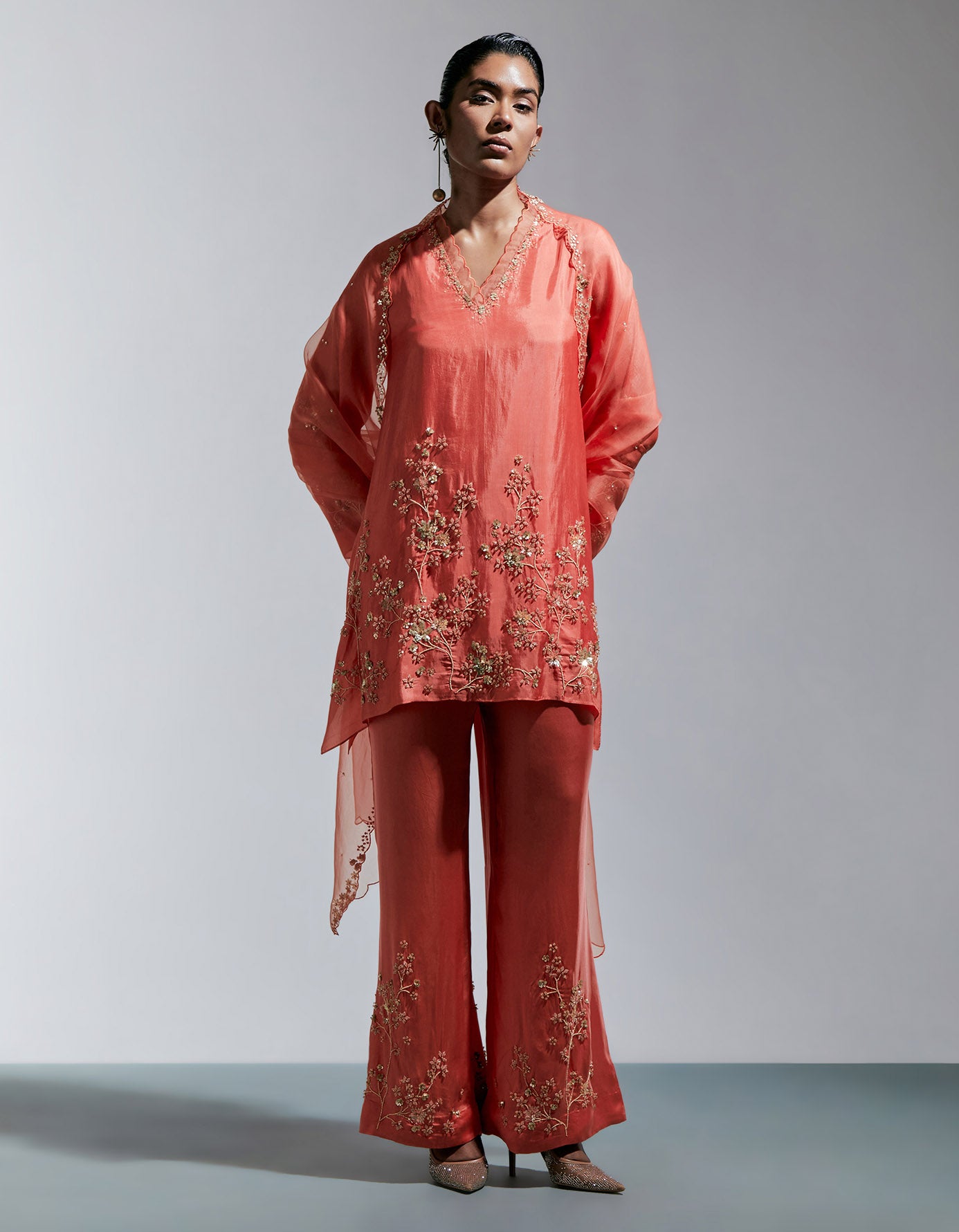 Vermillion Organza Dupatta