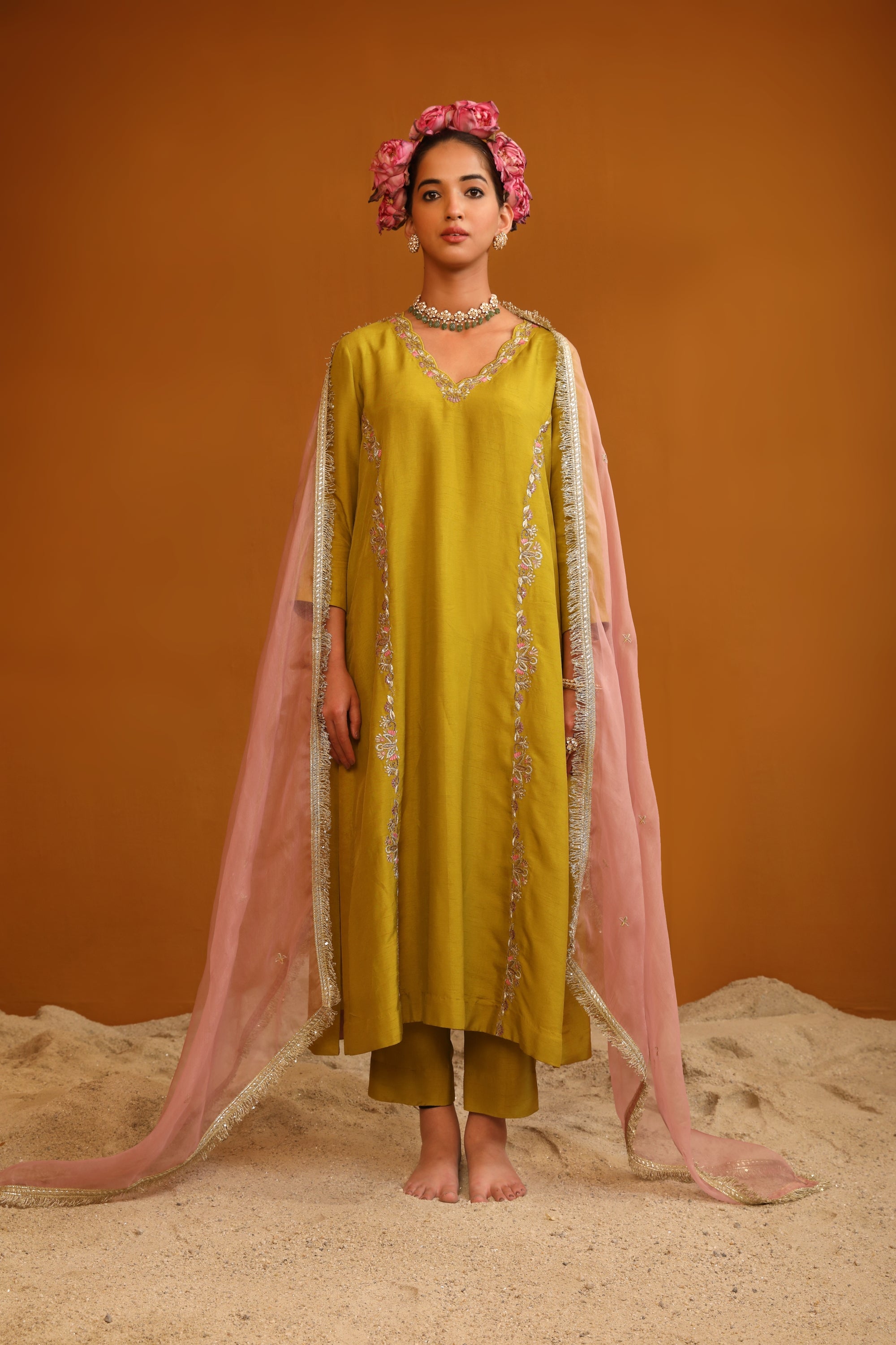 Firoza Kurta Set - Pear Green