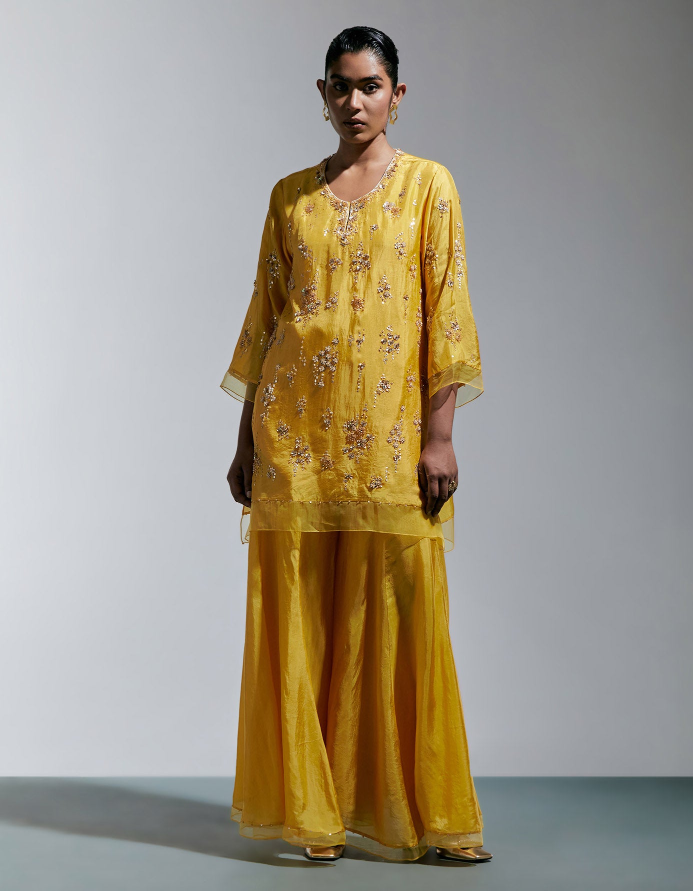 Amber Silk Sharara Set
