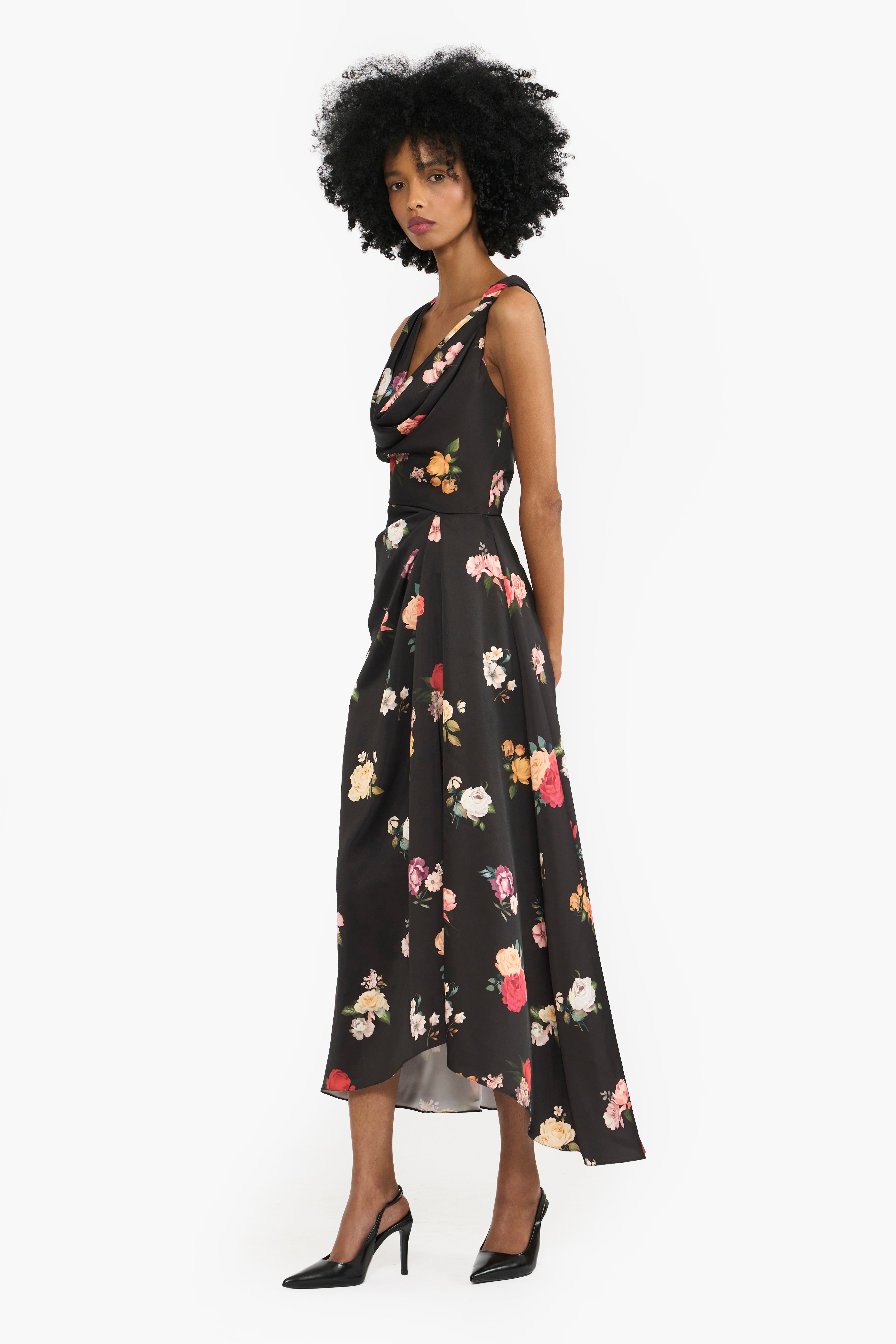 Twisted Cowl Neck Midi