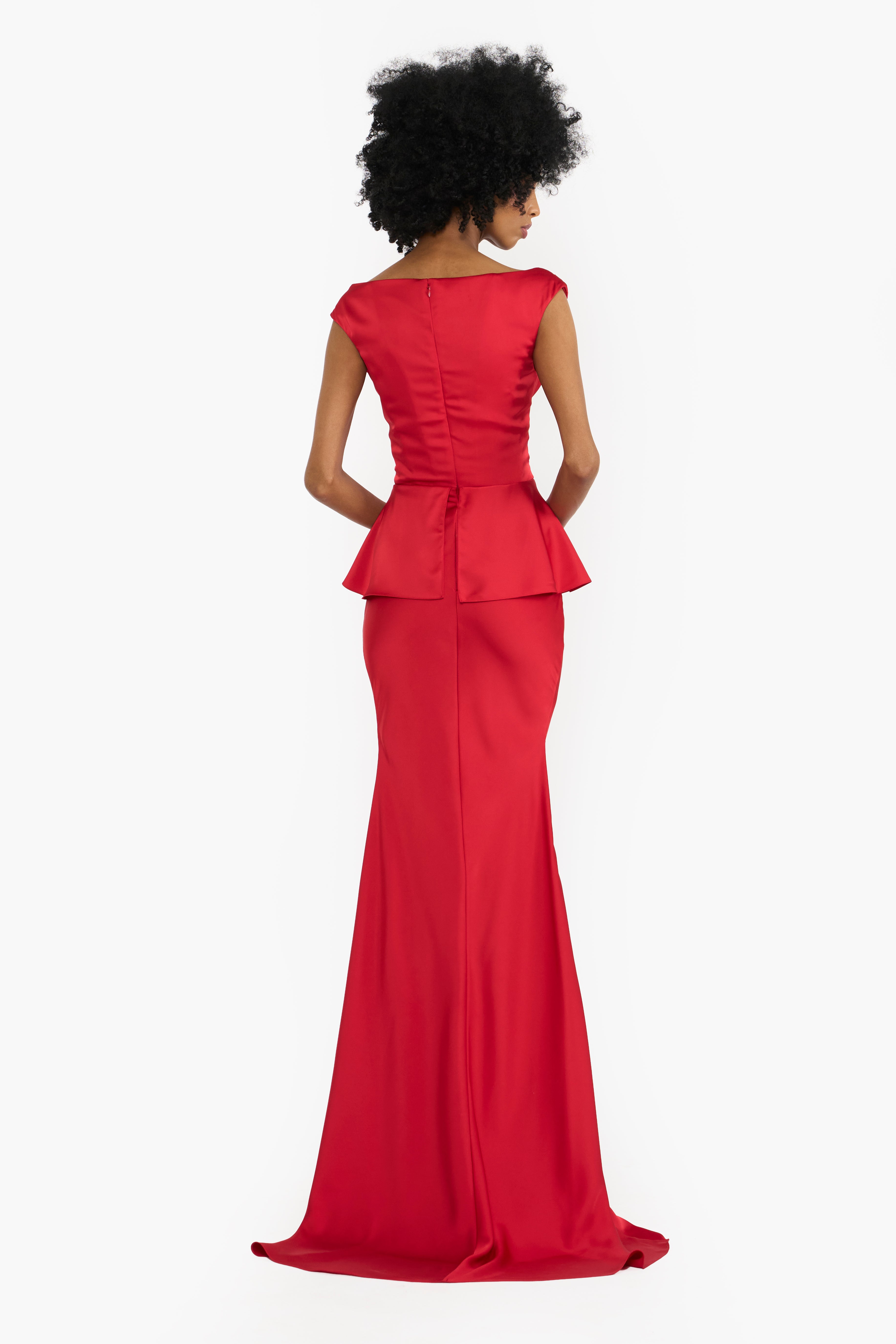 Off-shoulder Peplum Gown