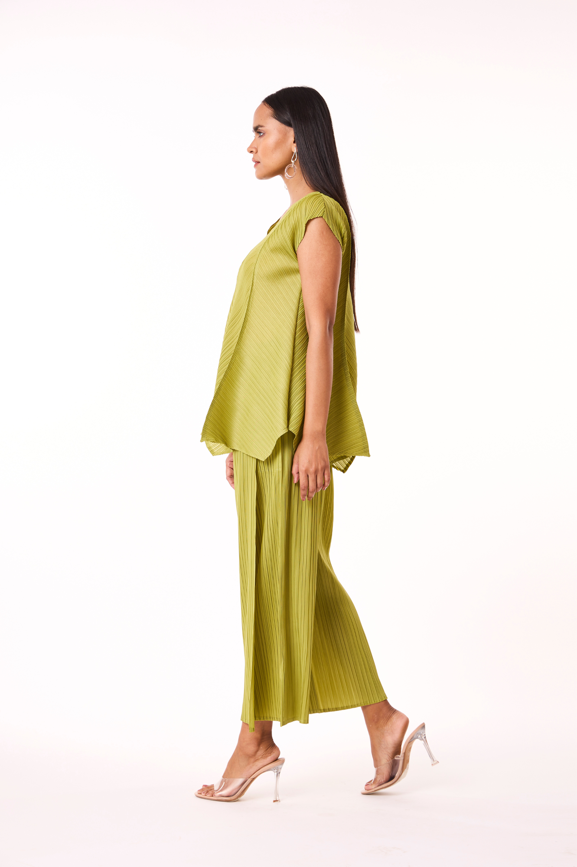 Nia V Neck Co-Ord Set - Pear Green