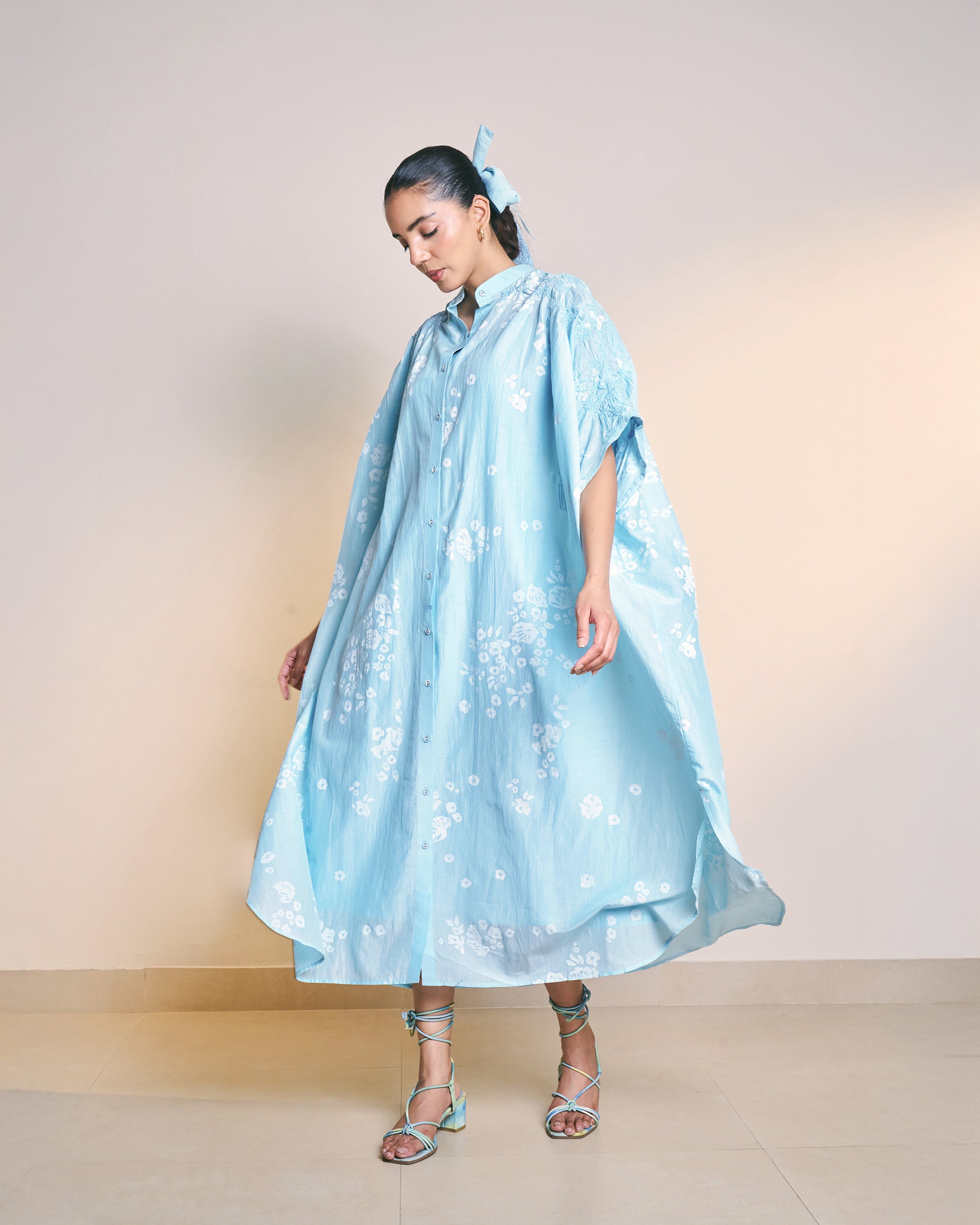 Ice Blue Mistfall Kaftan Dress