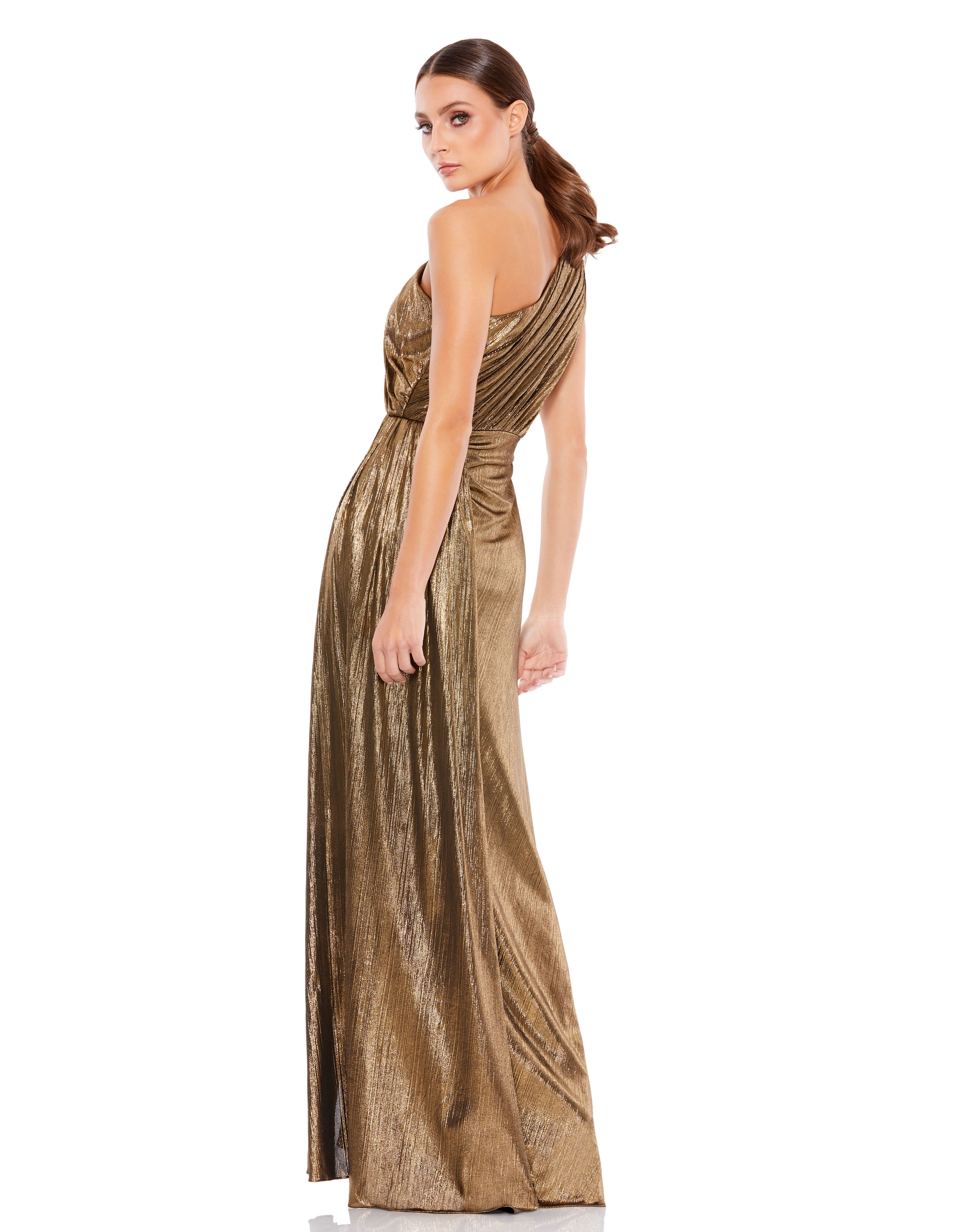 One Shoulder Metallic Dress