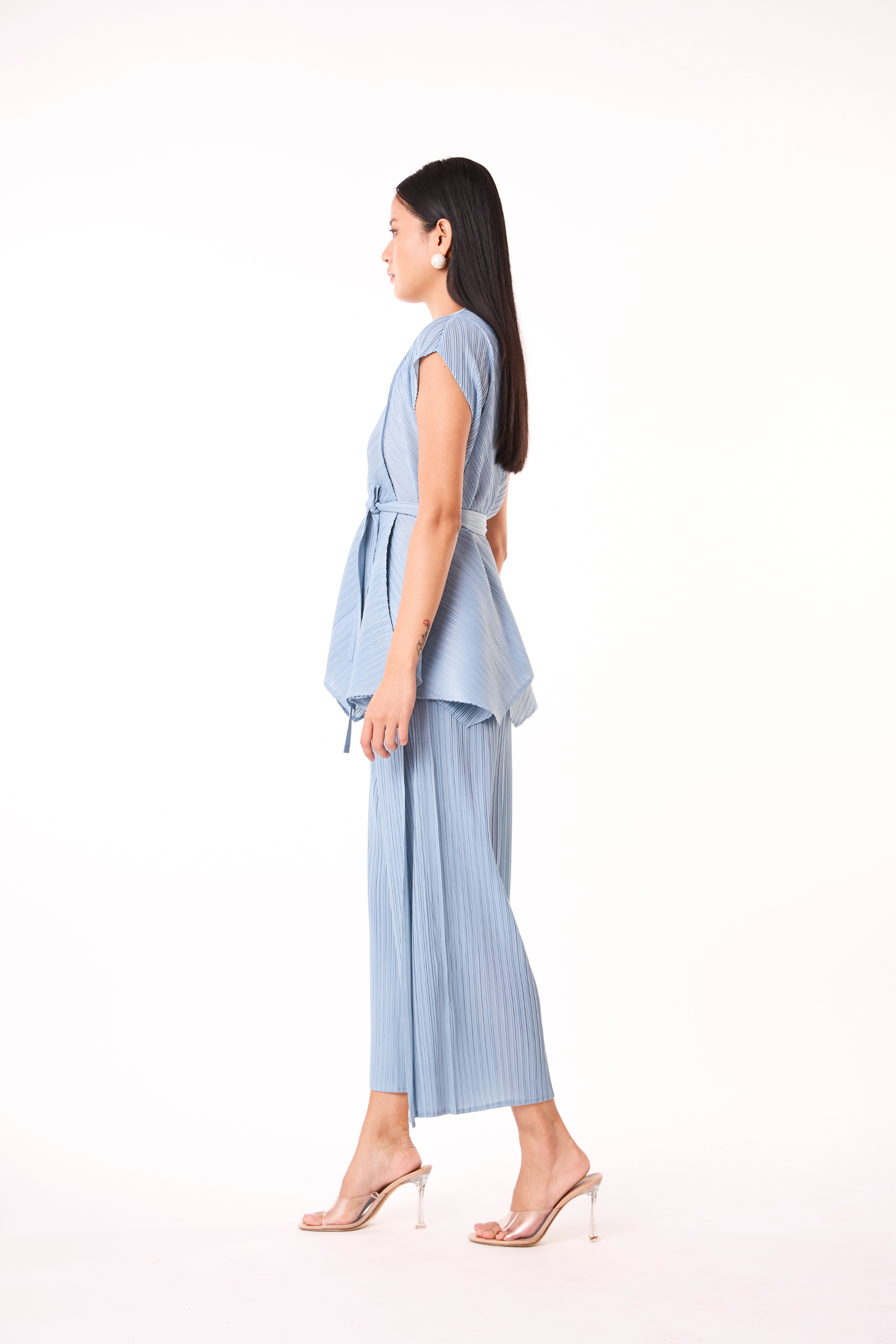 Nia V Neck Co-Ord Set - Pale Blue