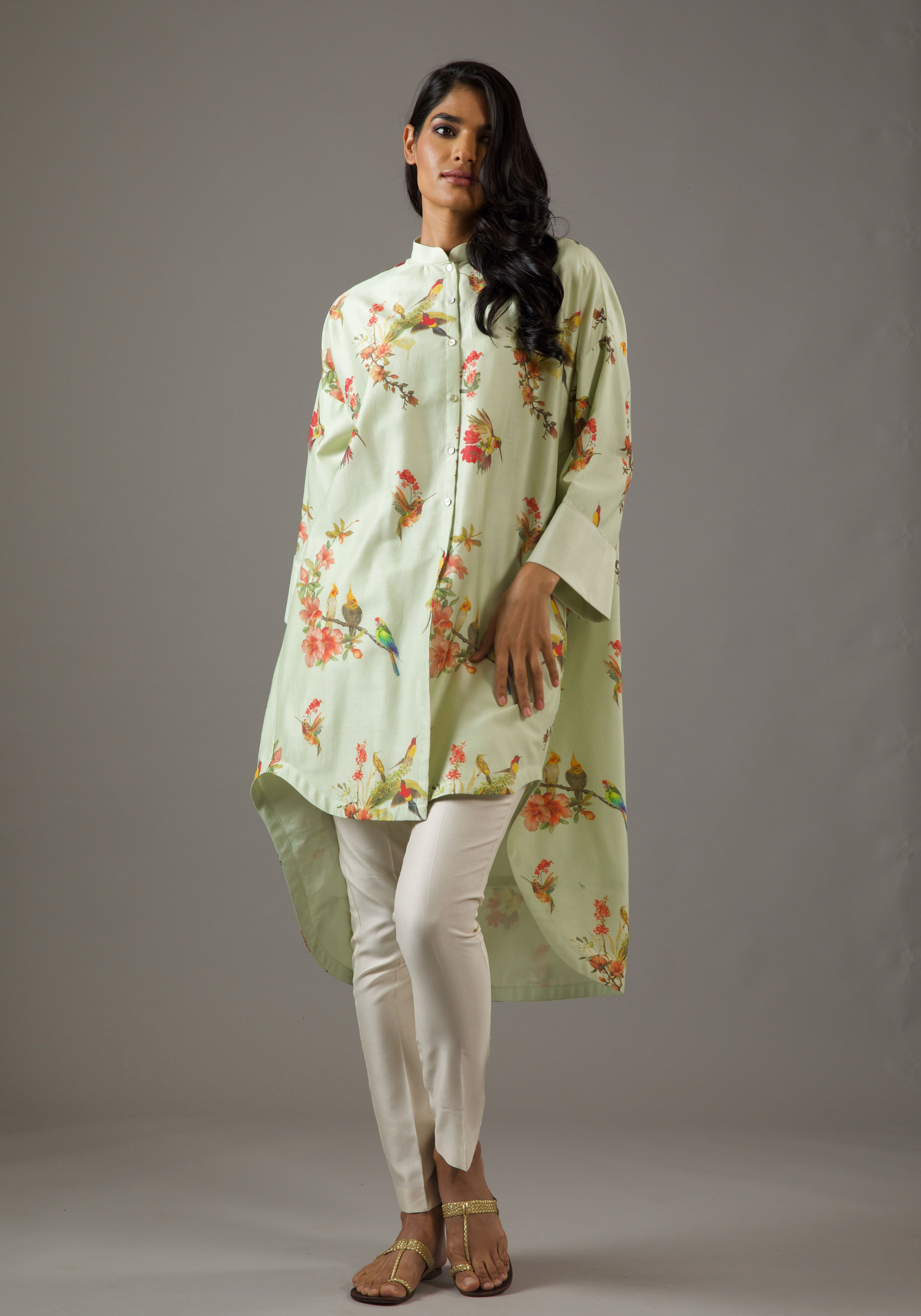 Chanderi Silk Loosefit Printed Tunic
