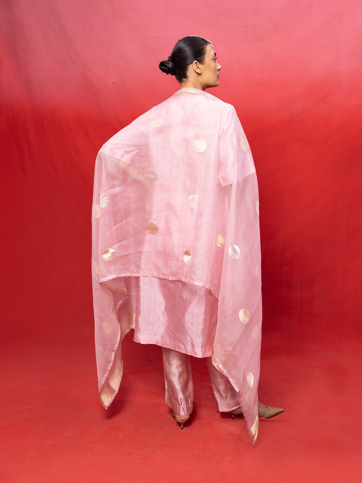 Handwoven Pink Silk Banarasi Suit Set