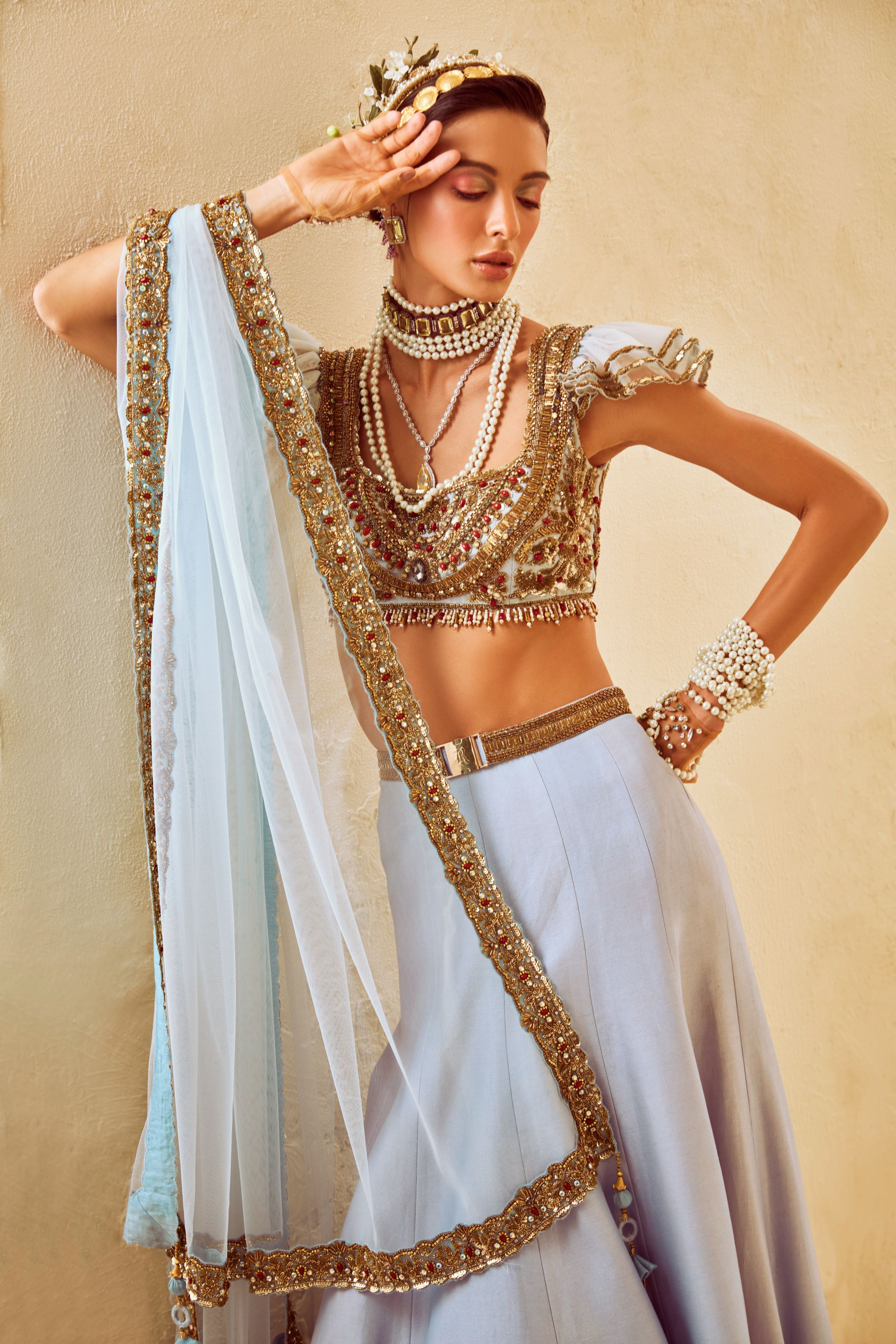 Silk Lehenga With Embroidered Blouse