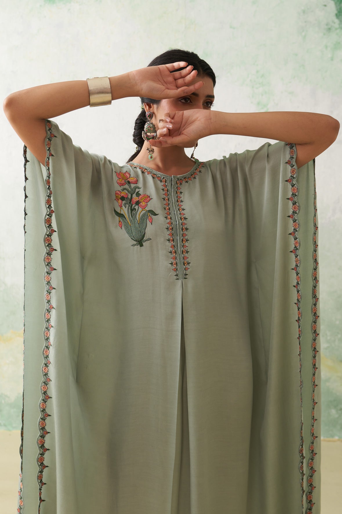 Satin Colorful Iris Petal Kaftan