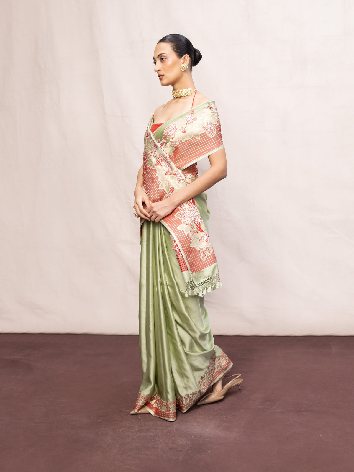 Handwoven Pistachio Green Silk Banarasi Saree