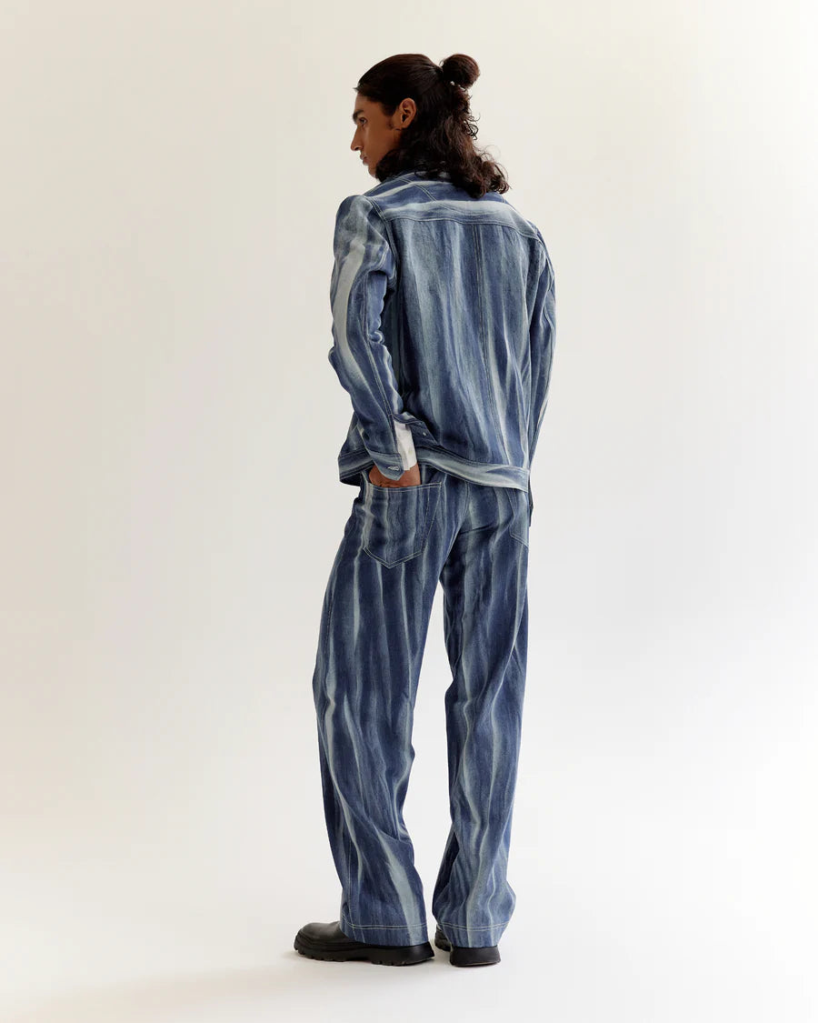 Creased Batik Denim Jacket