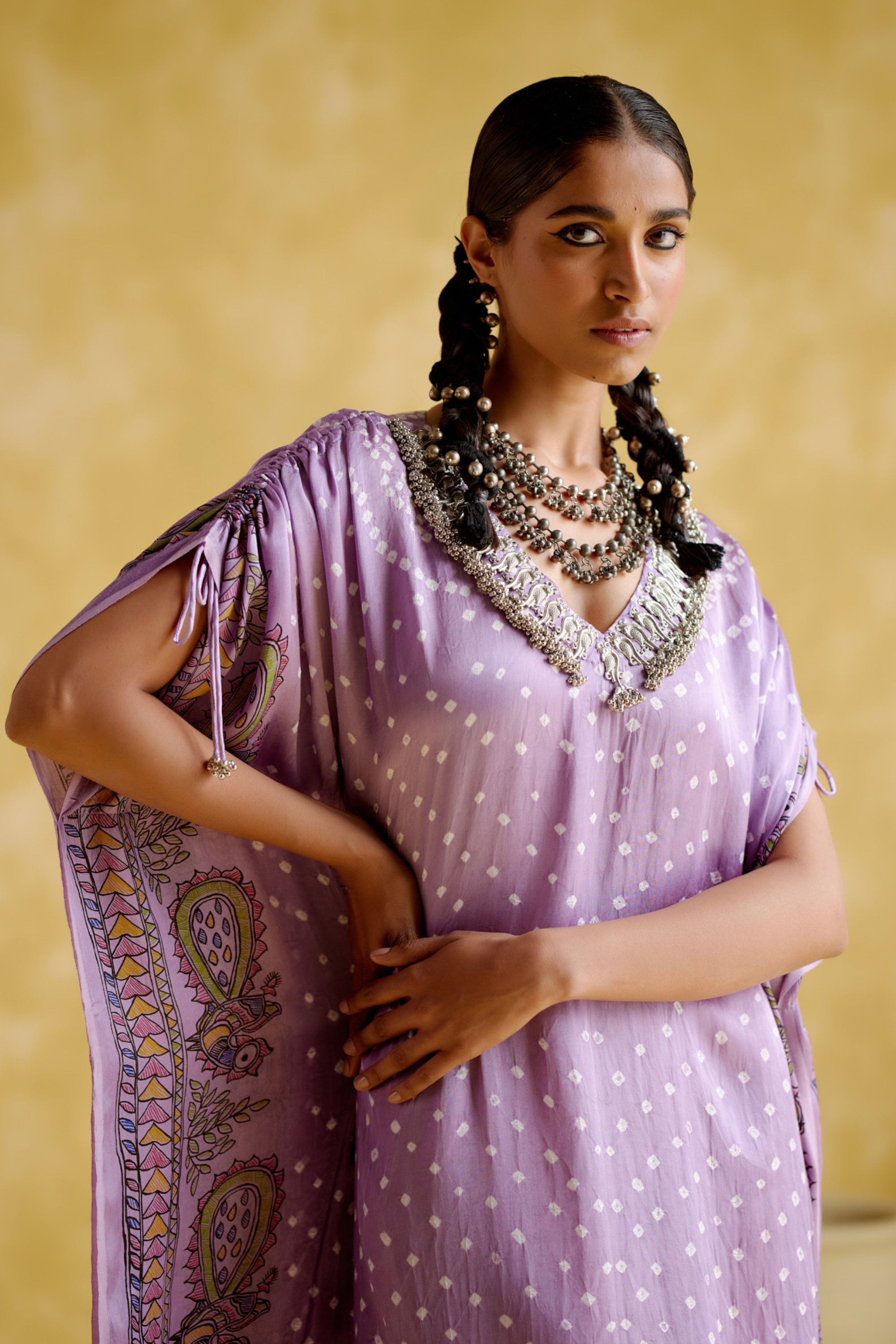 Anuradha -Kalamkari Purple Kaftan