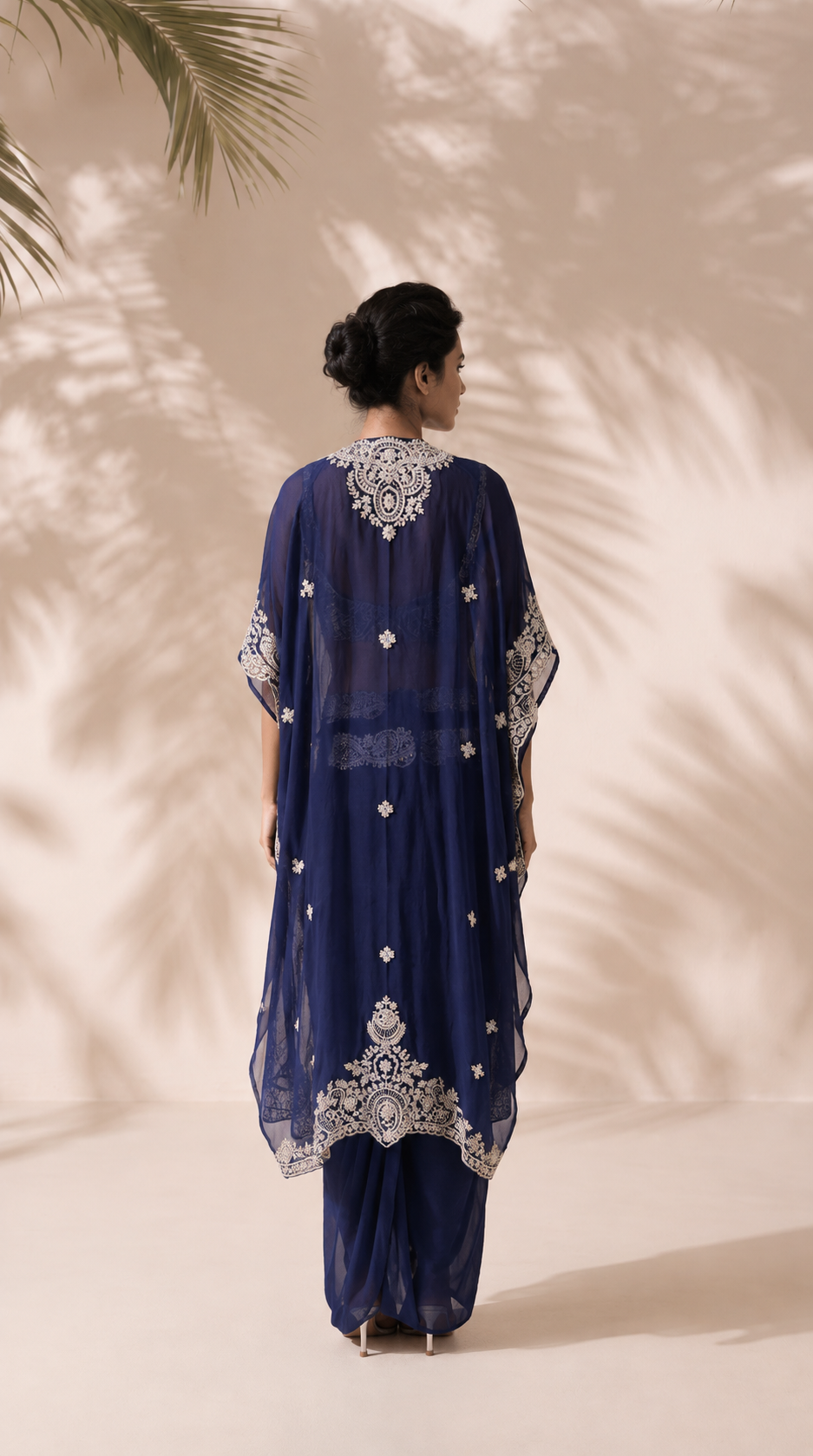 Seraphina - Hand Embroidered Cape Set With Dabka