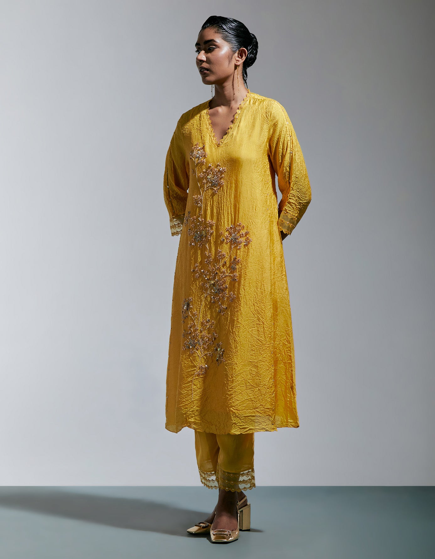 Amber Crushed Kurta Set