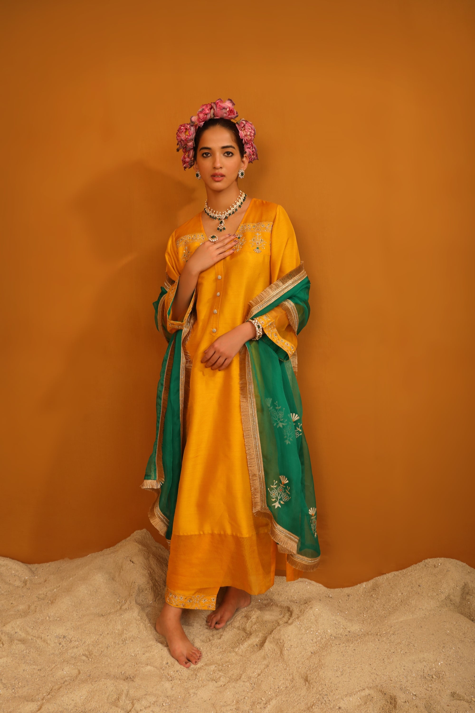 Zeenat Kurta Set - Mustard Yellow