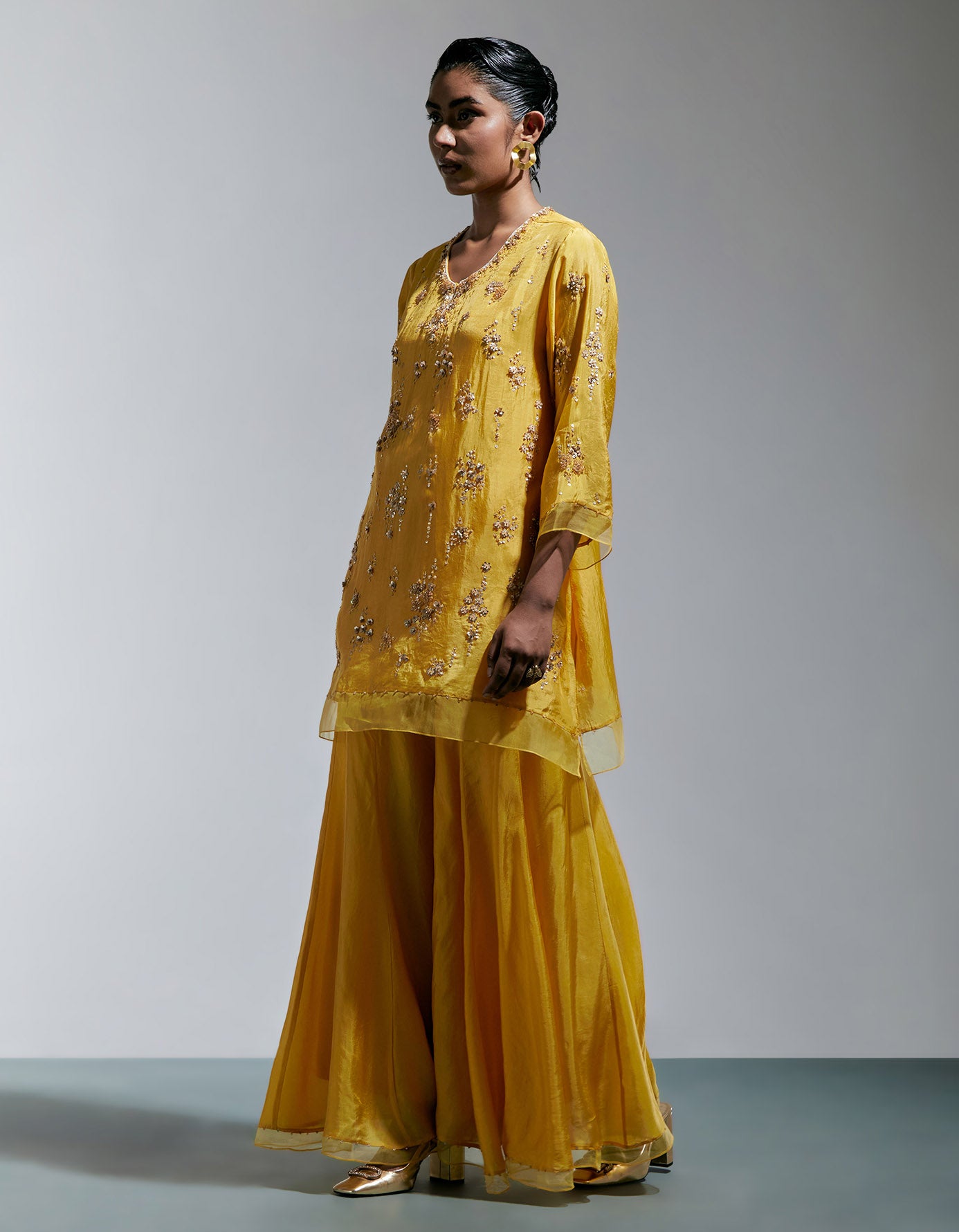 Amber Silk Sharara Set