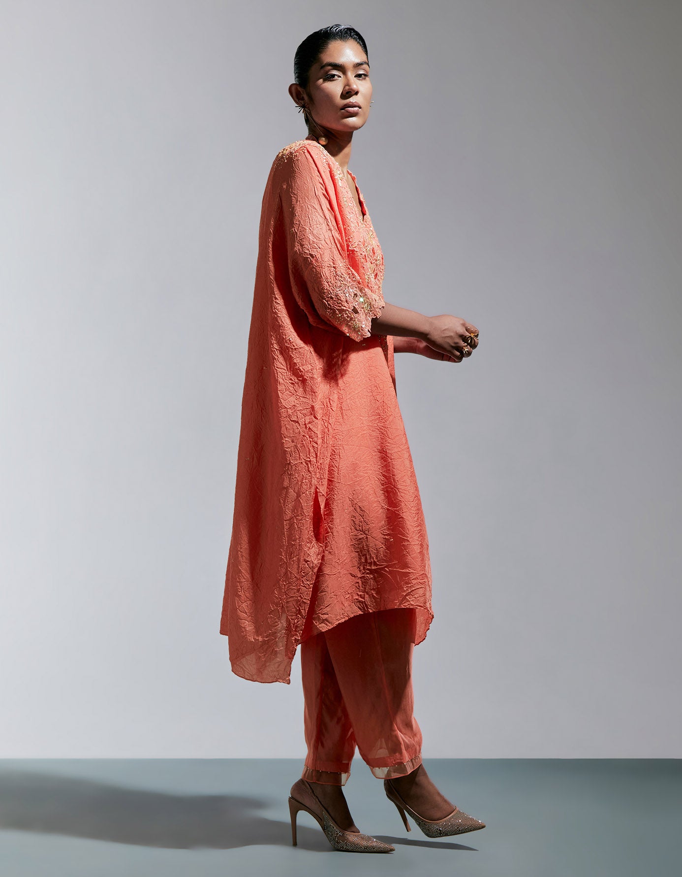 Vermillion Silk Kurta Set