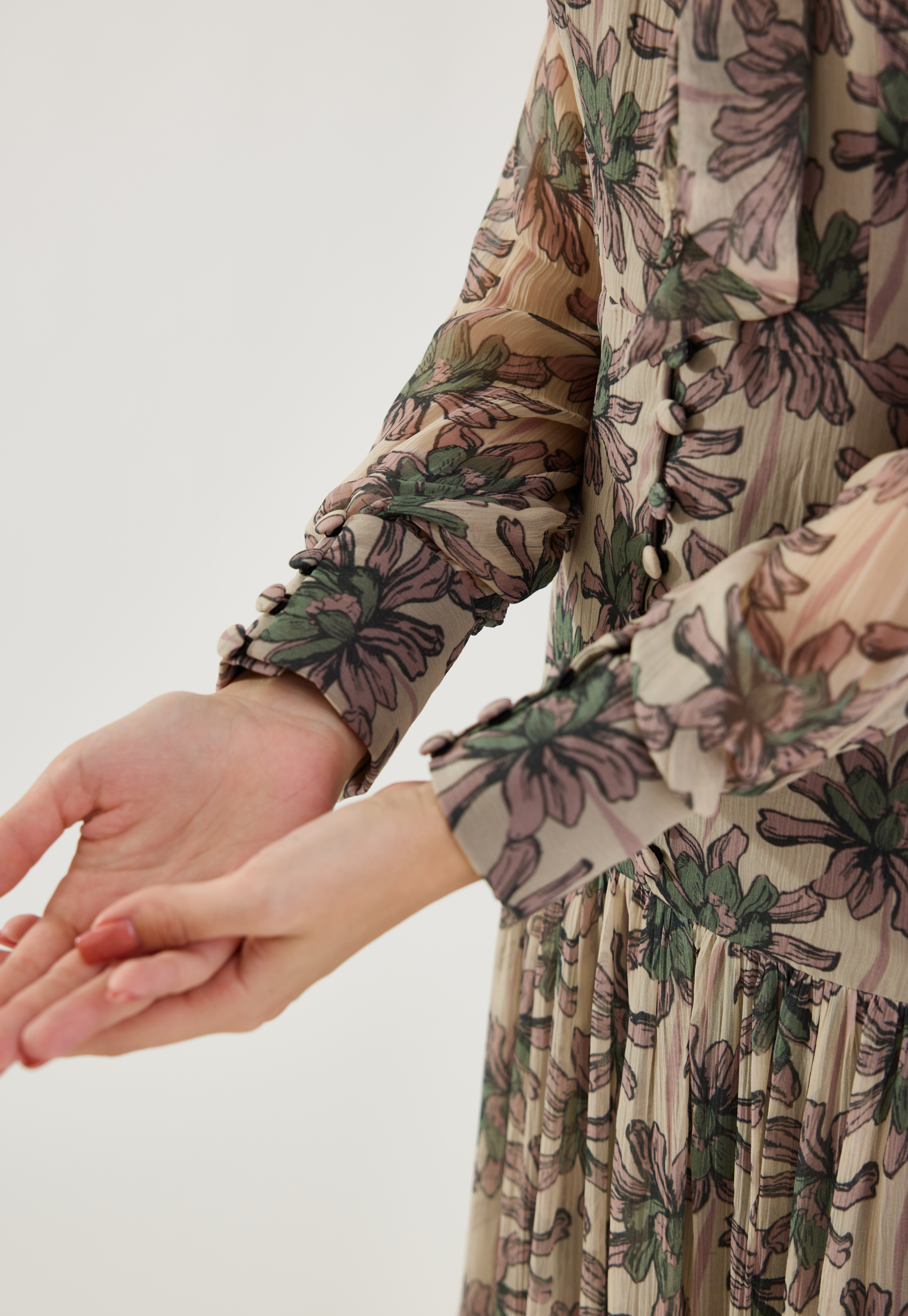 Peach and floral dual tone dress