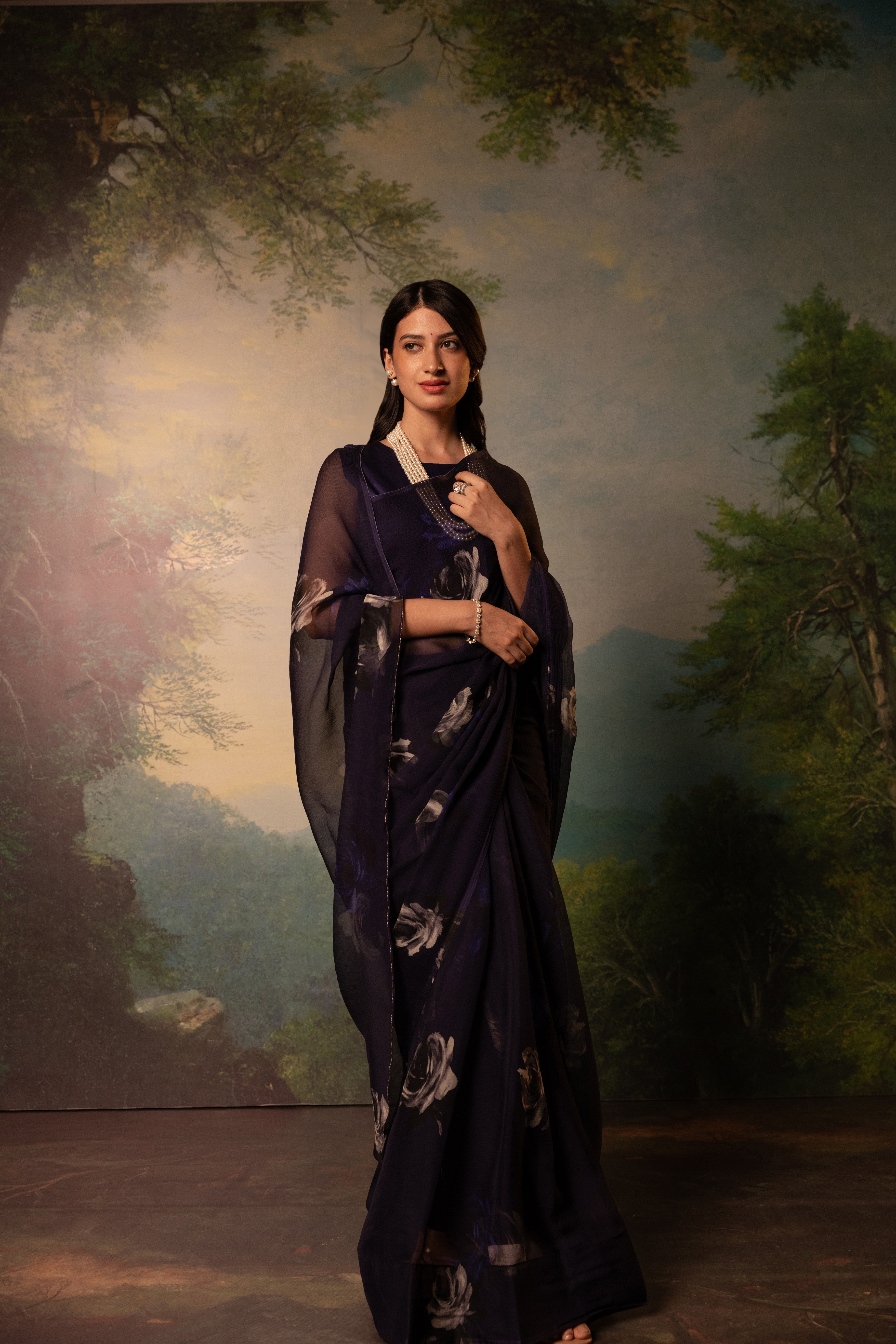 Regime Printed French Chiffon Saree