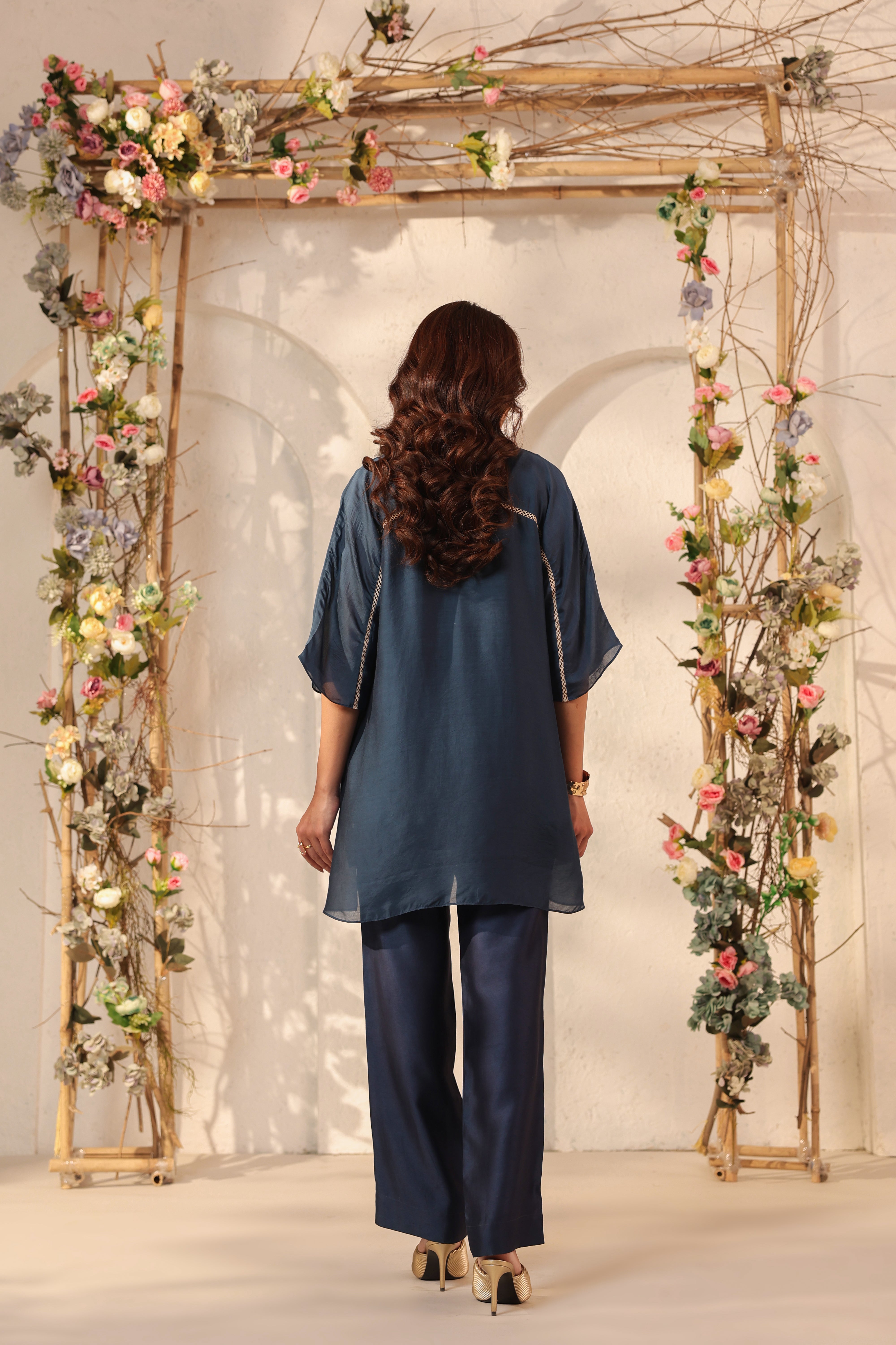 Vaayu Dark Blue Collar Co-ord Set