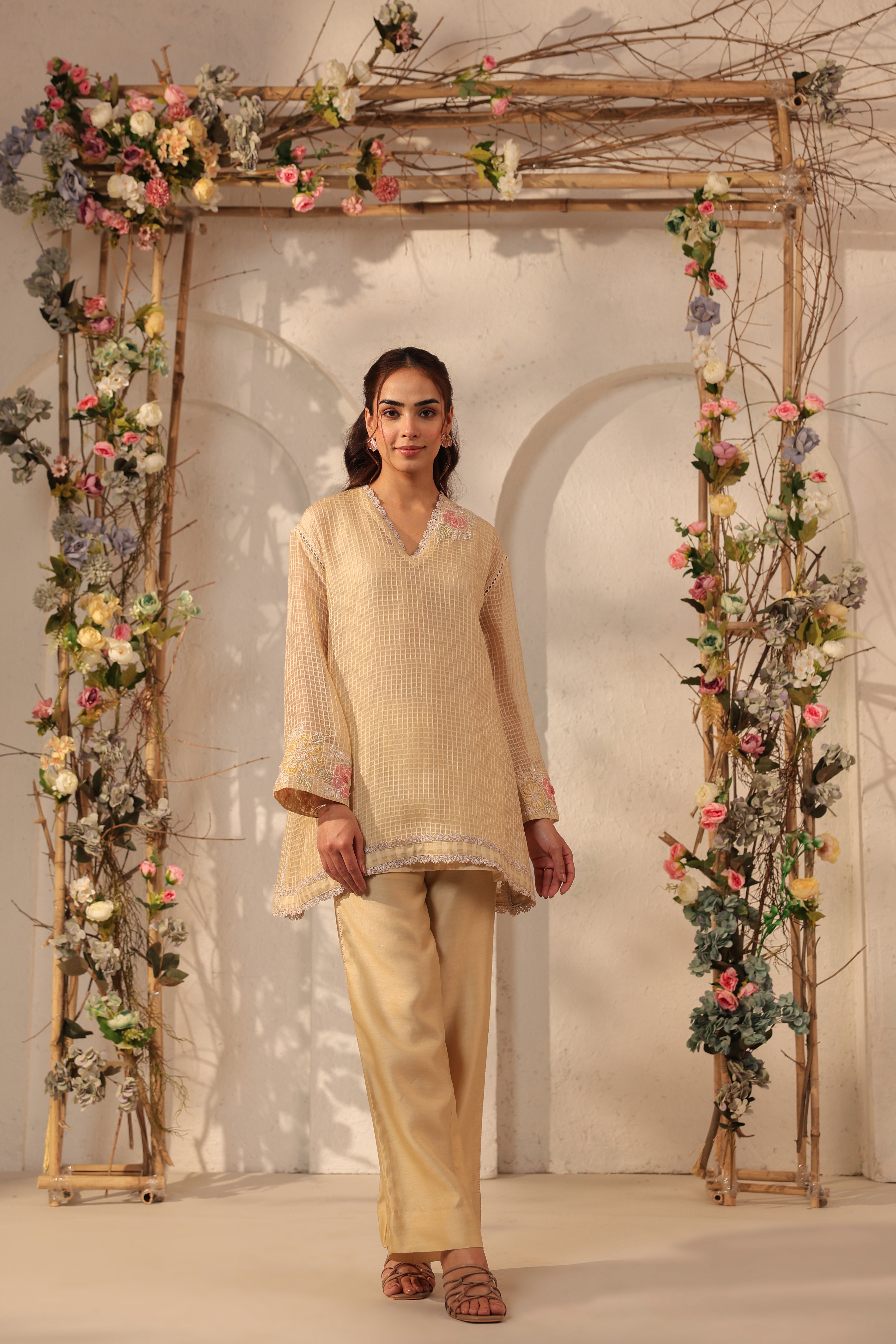 Vaayu Beige Applique Co-ord Set